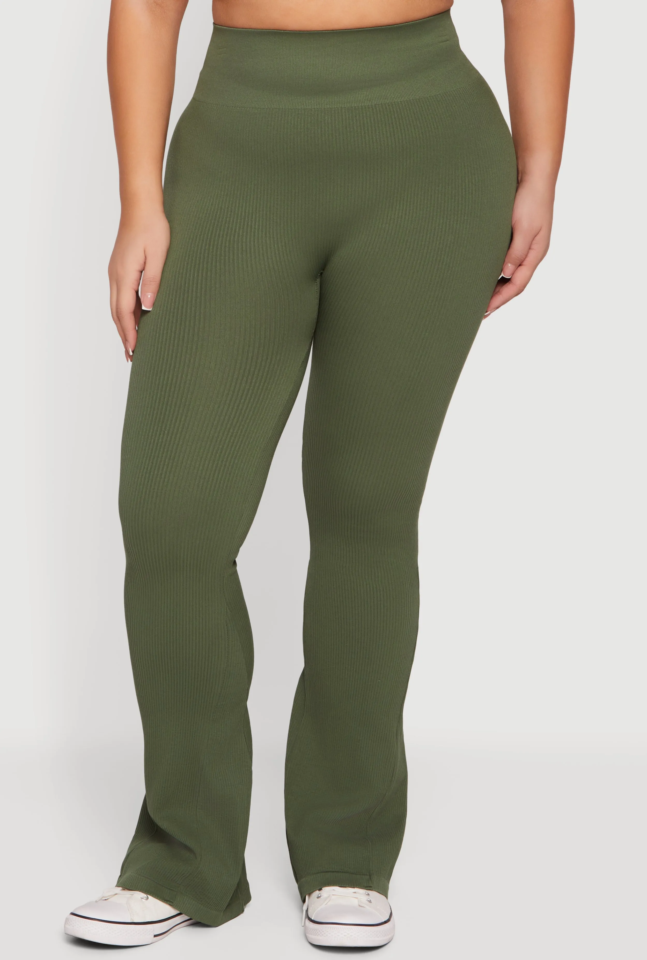 Plus Size Seamless Rib Knit Flare Leg Pants sold by Rainbow product image thumbnail 3