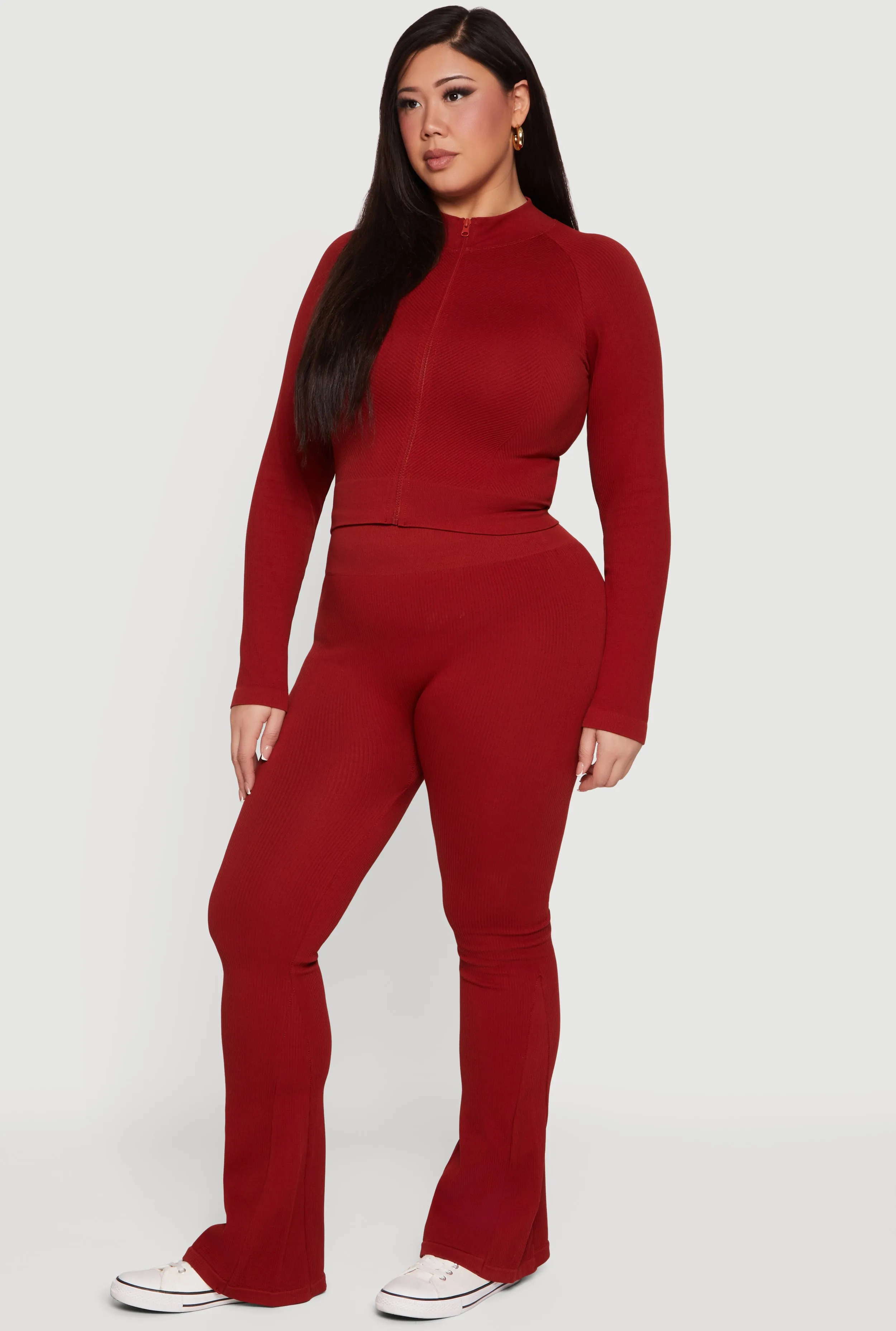 Plus Size Seamless Rib Knit Flare Leg Pants sold by Rainbow product image thumbnail 2
