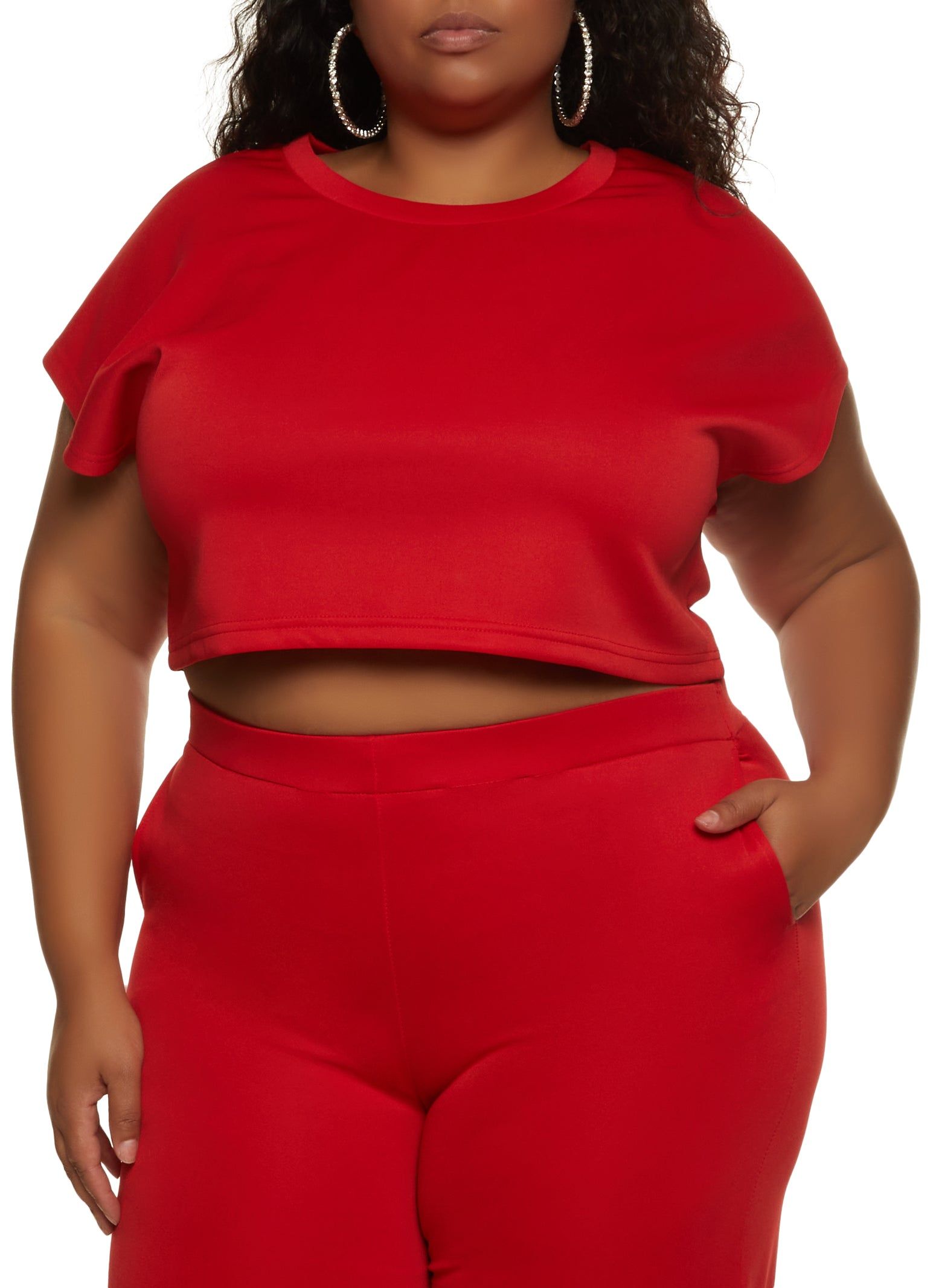 Plus Size Solid Cropped Tee sold by Rainbow