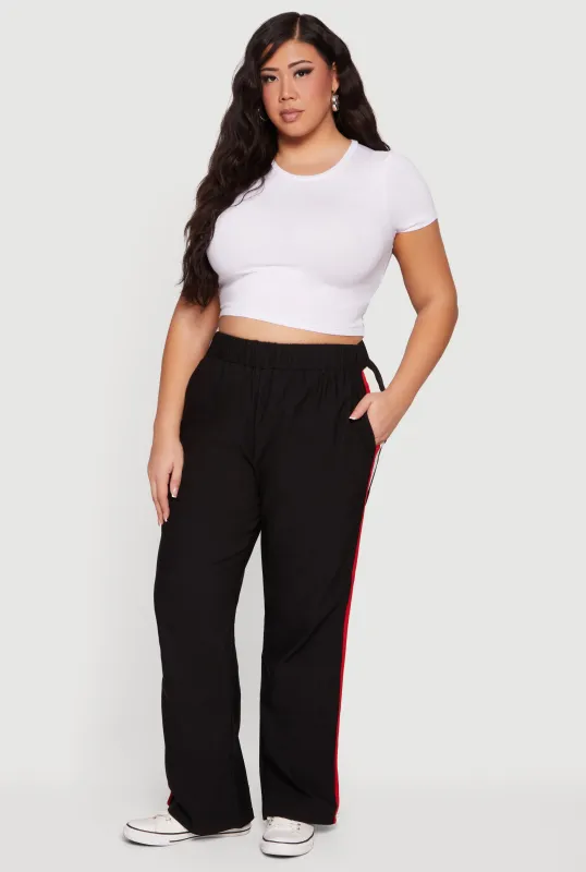 Plus Size Side Stripe Pull On Pants with Pockets sold by Rainbow