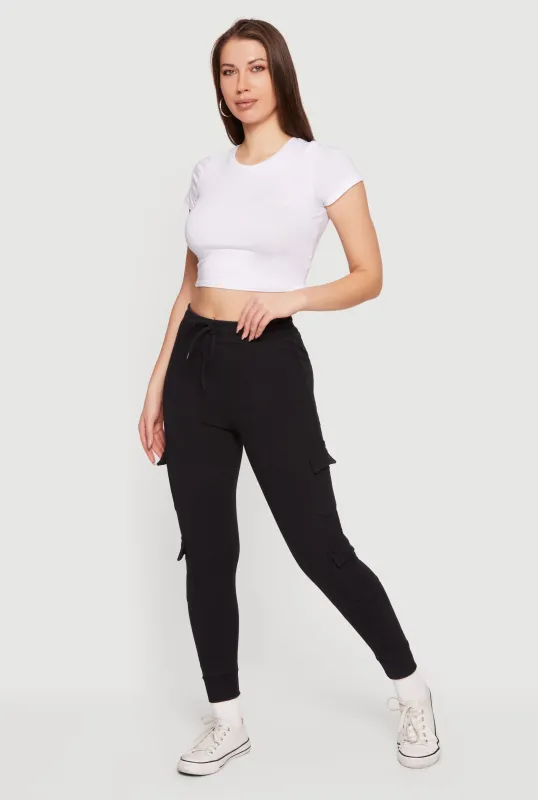 Drawstring Waist Fleece Lined Cargo Joggers sold by Rainbow