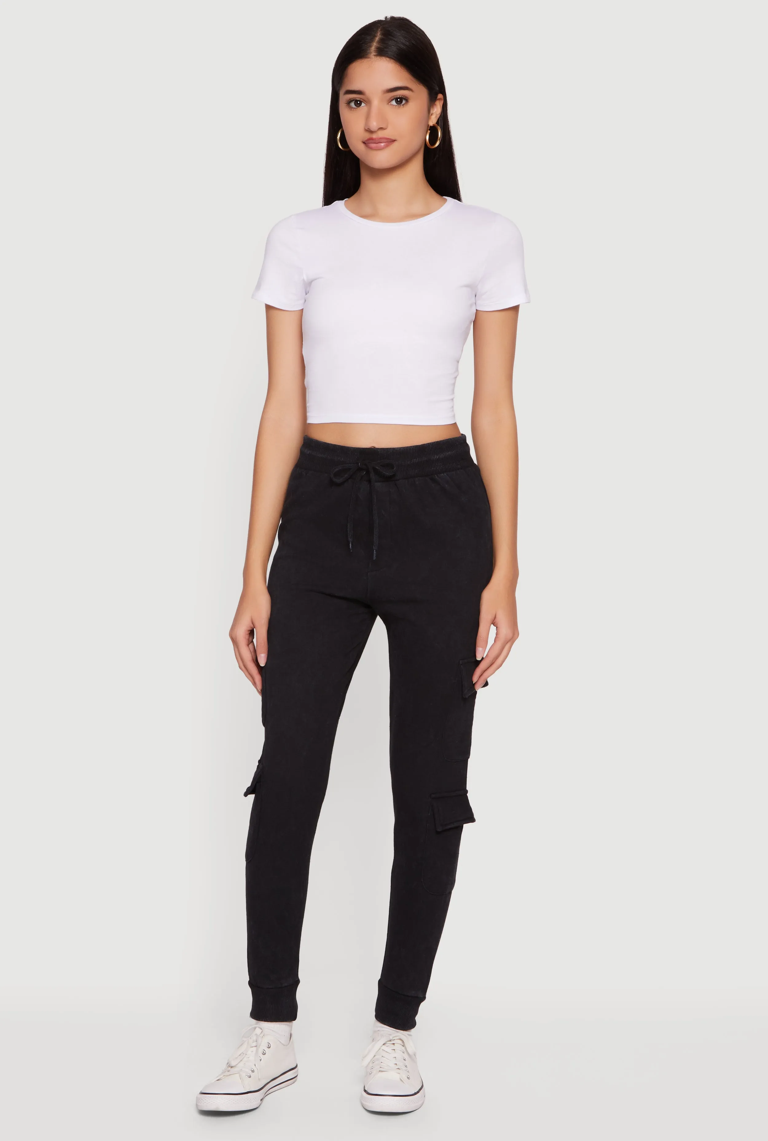 Drawstring Waist Fleece Lined Cargo Joggers sold by Rainbow