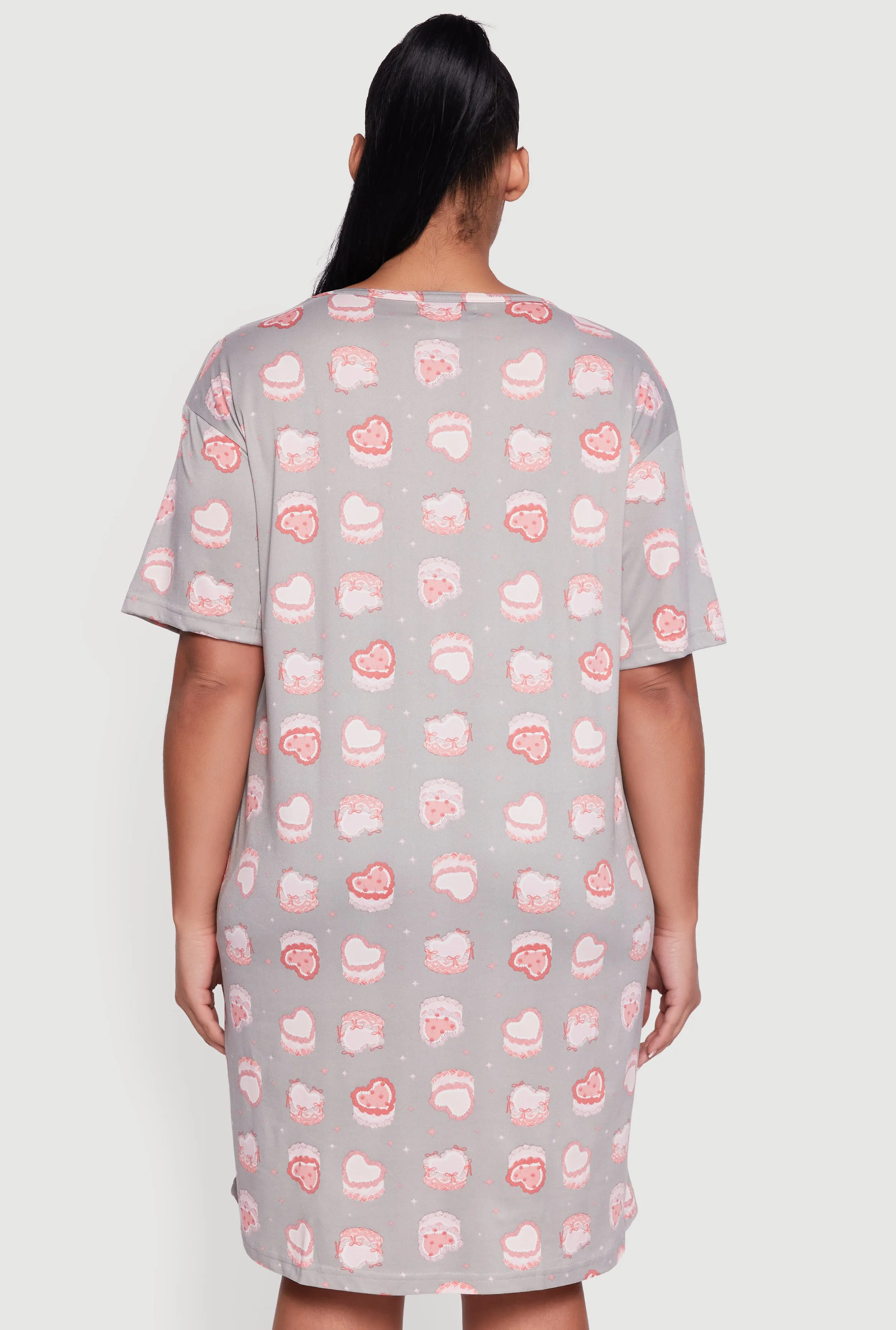 Plus Size Cherry Cake Patterned Scoop Neck Sleep Shirt sold by Rainbow product image thumbnail 3