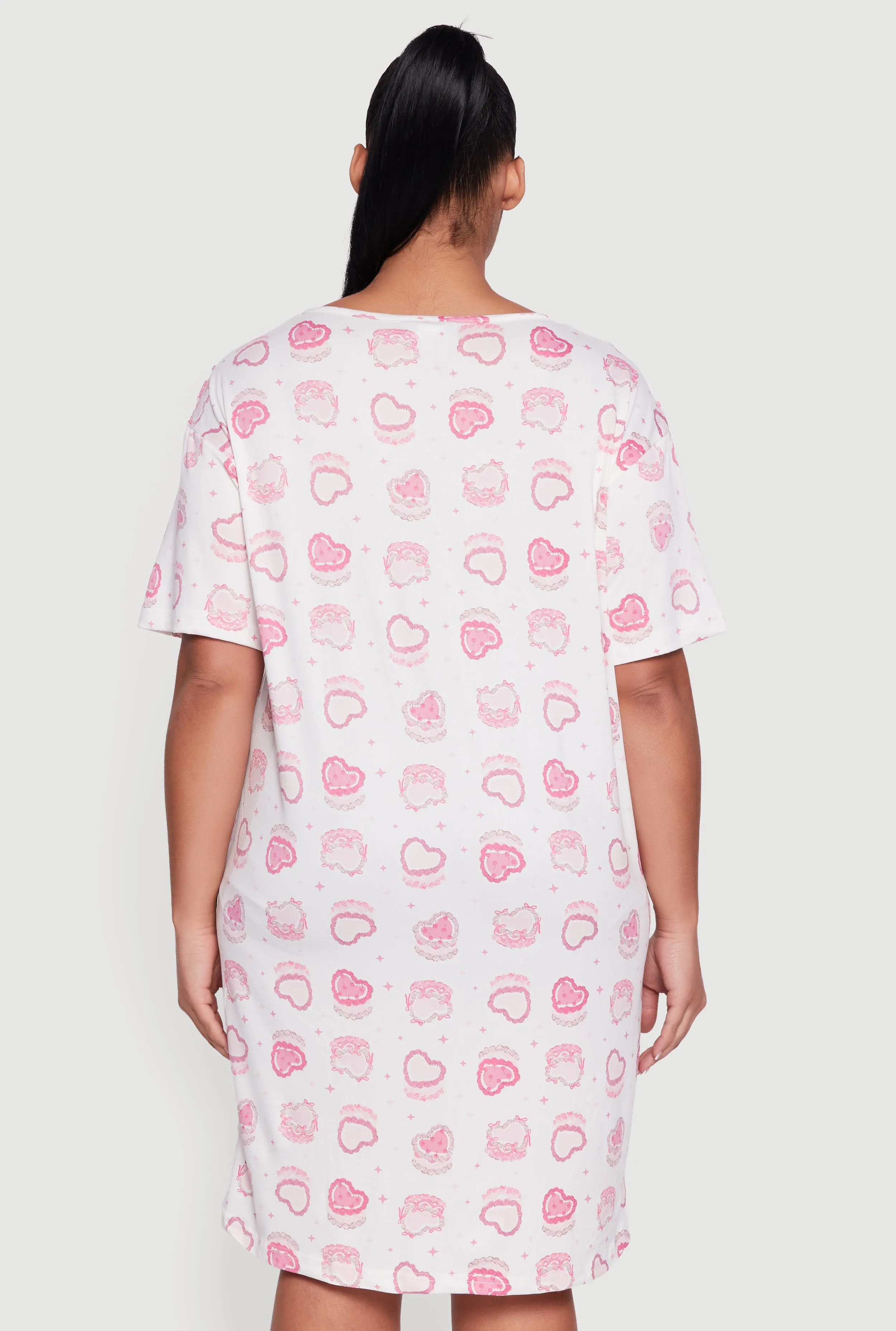 Plus Size Cherry Cake Patterned Scoop Neck Sleep Shirt sold by Rainbow product image thumbnail 3