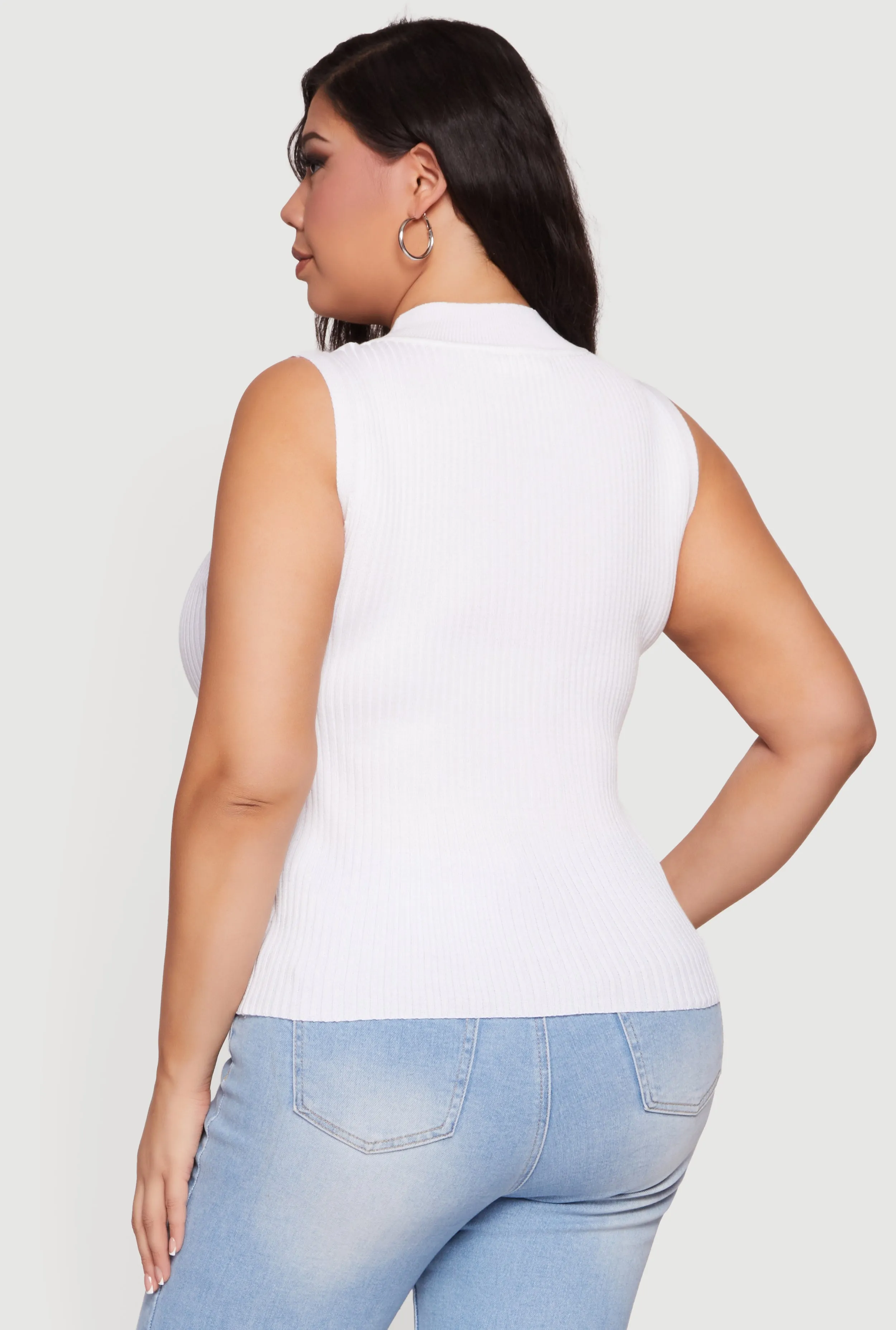 Plus Size Rib Knit Mock Neck Sleeveless Sweater sold by Rainbow product image thumbnail 5