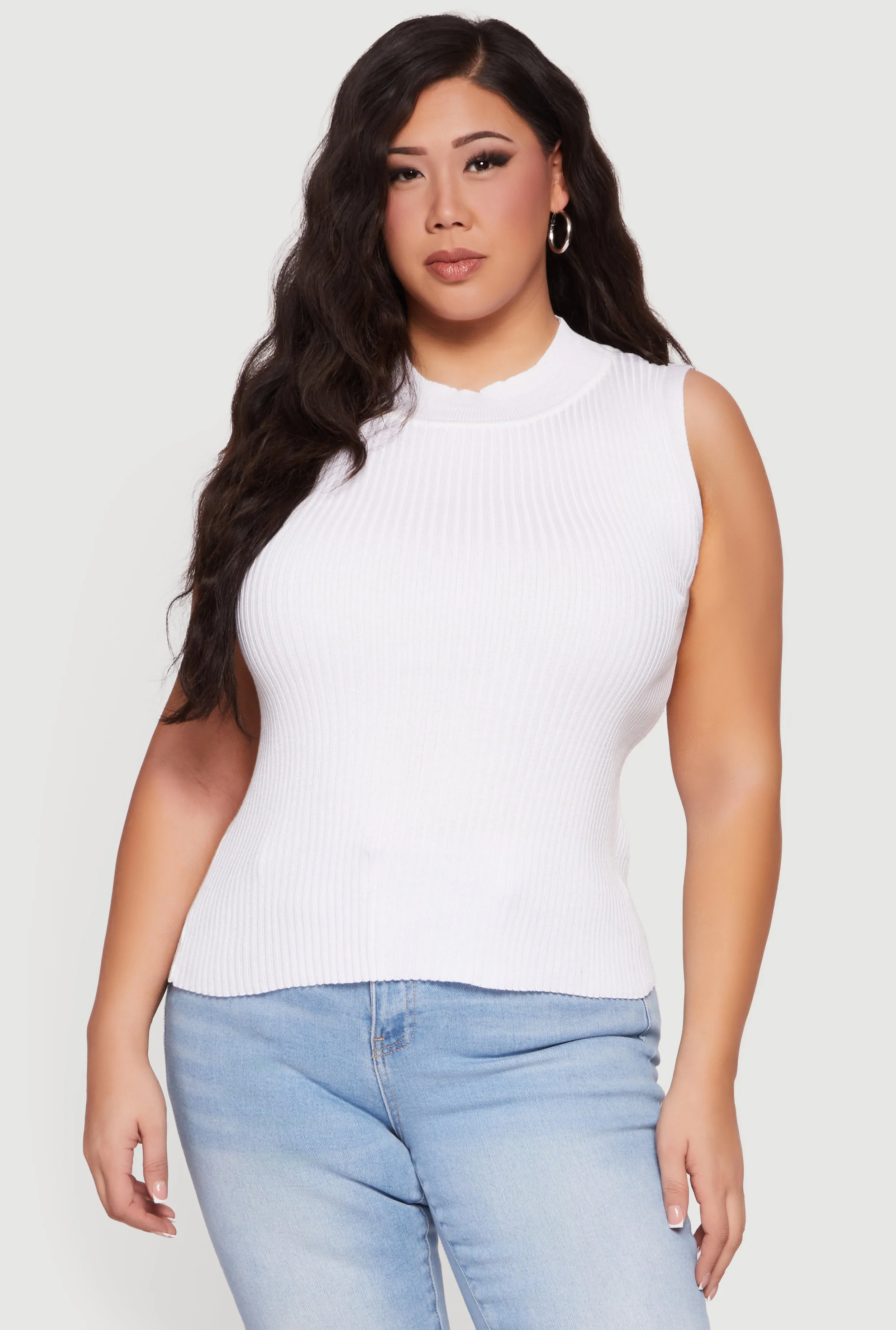 Plus Size Rib Knit Mock Neck Sleeveless Sweater sold by Rainbow product image thumbnail 2
