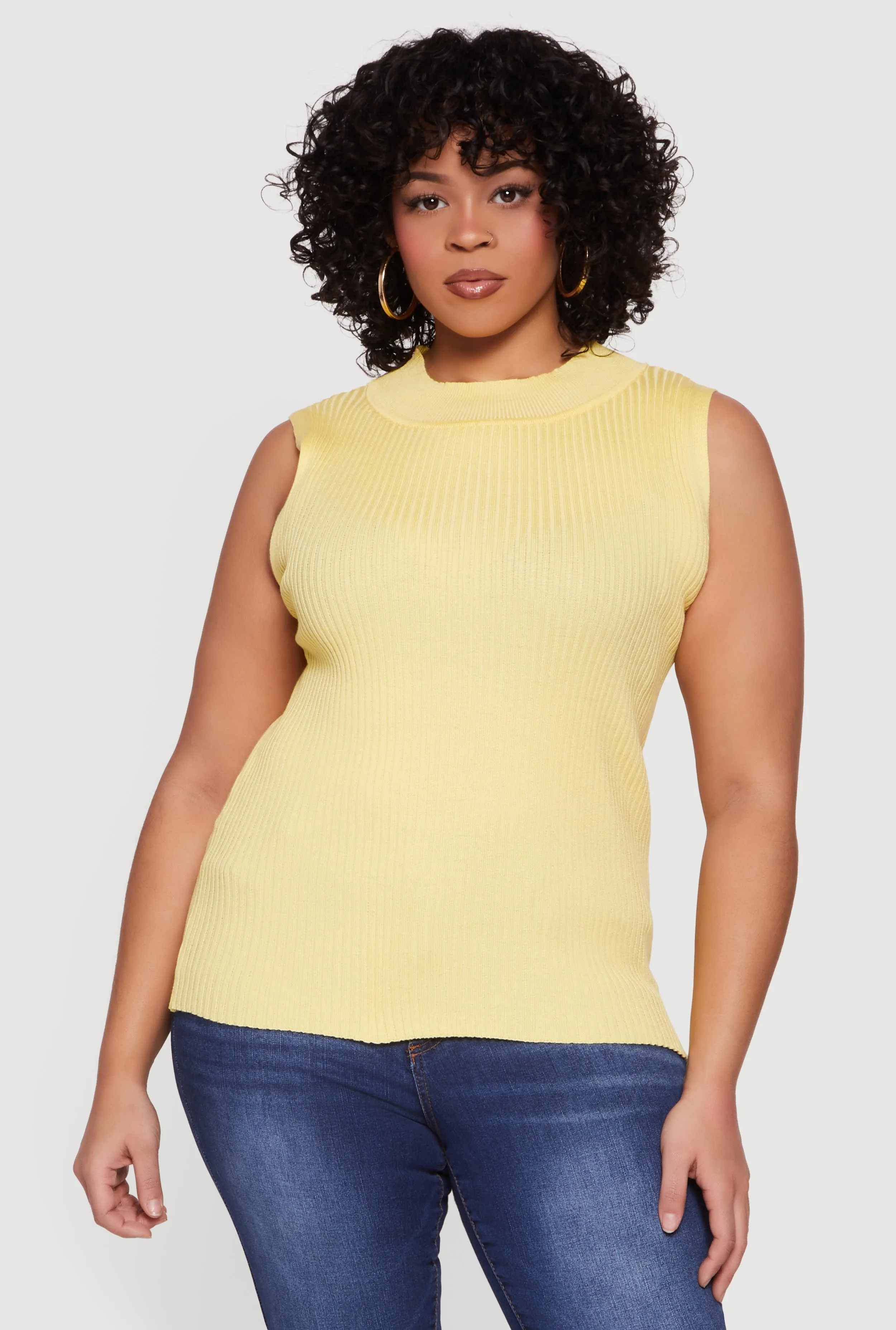 Plus Size Rib Knit Mock Neck Sleeveless Sweater sold by Rainbow product image thumbnail 2