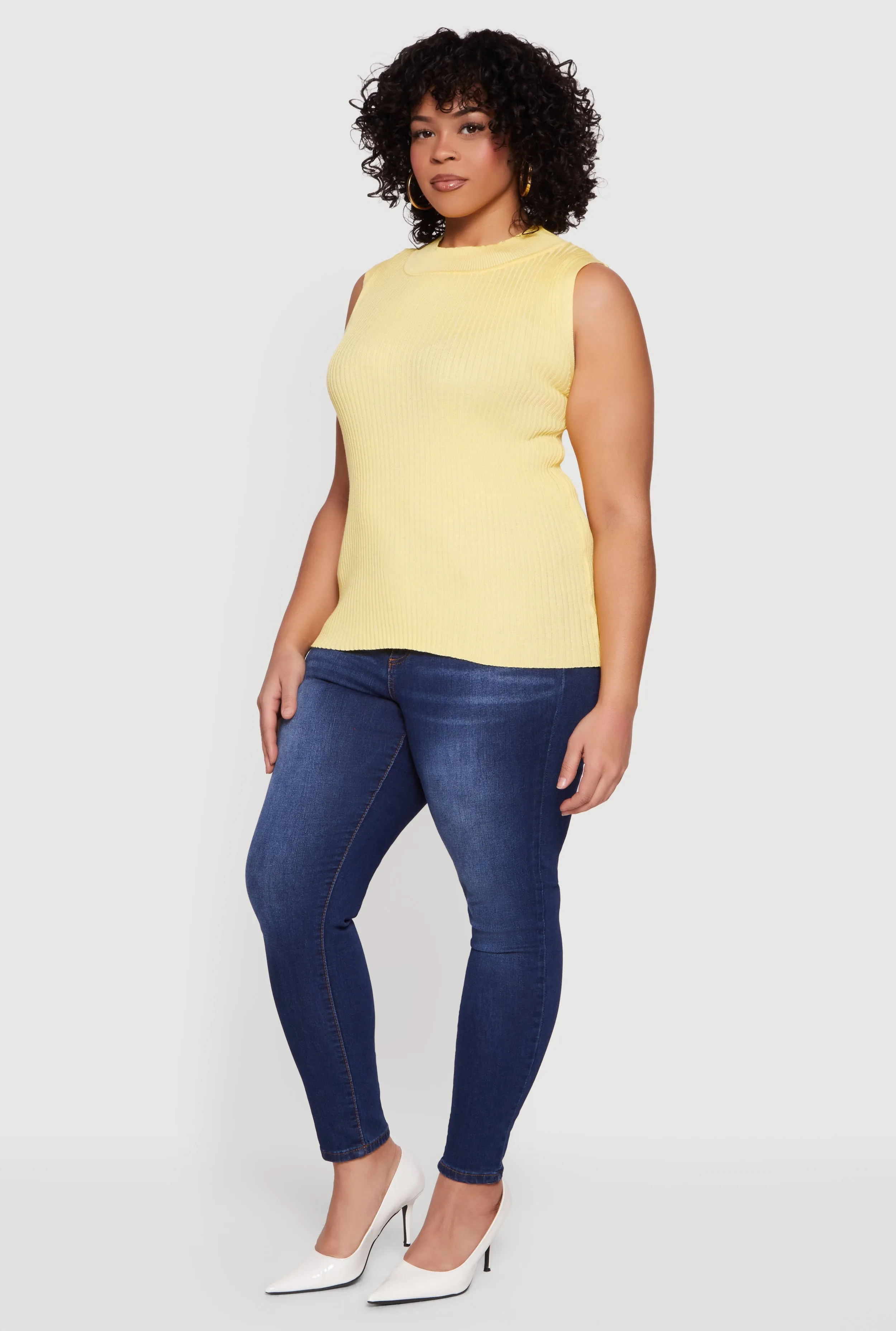 Plus Size Rib Knit Mock Neck Sleeveless Sweater sold by Rainbow product image thumbnail 3