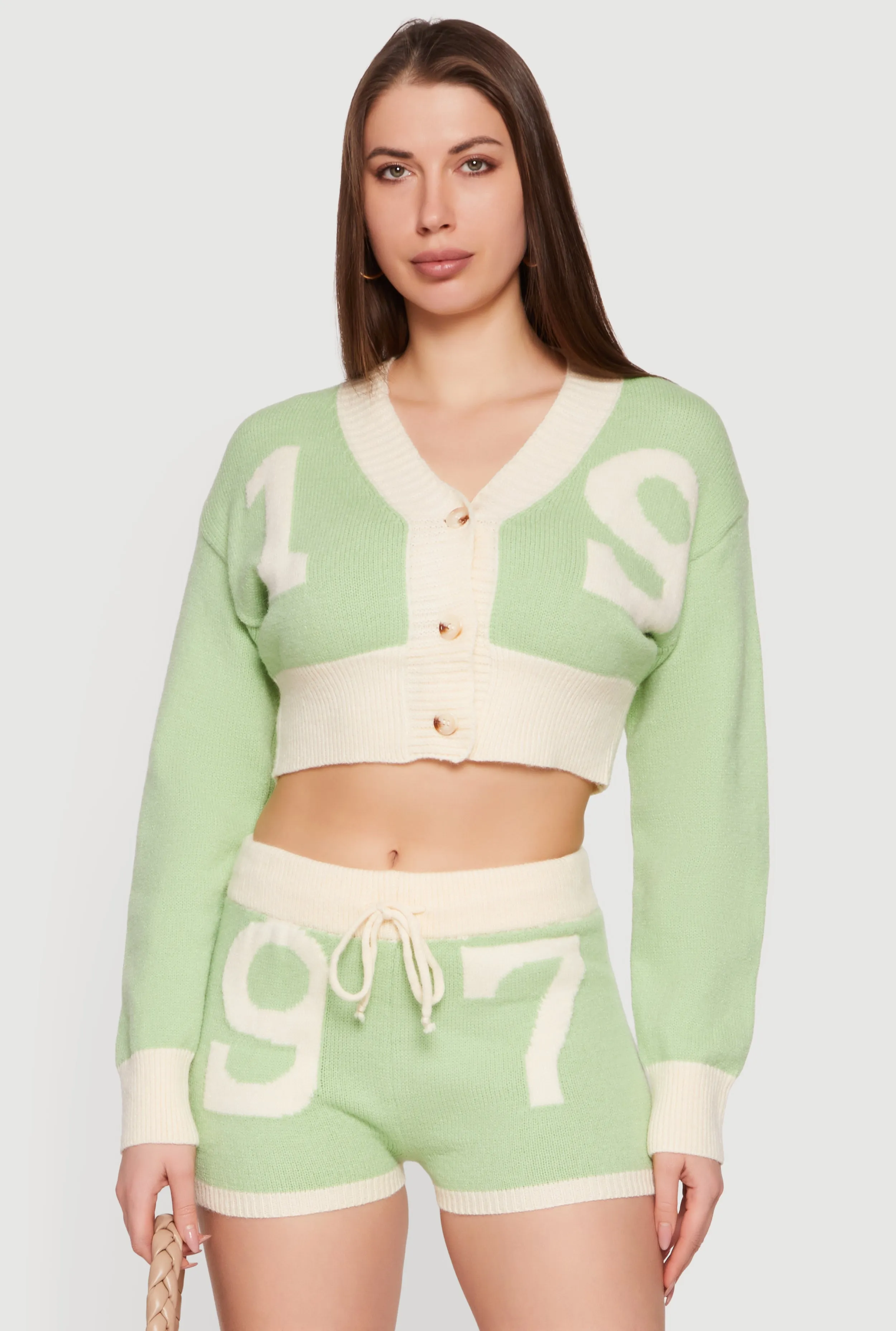 Cropped 19 Graphic Button Front Cardigan sold by Rainbow product image thumbnail 4