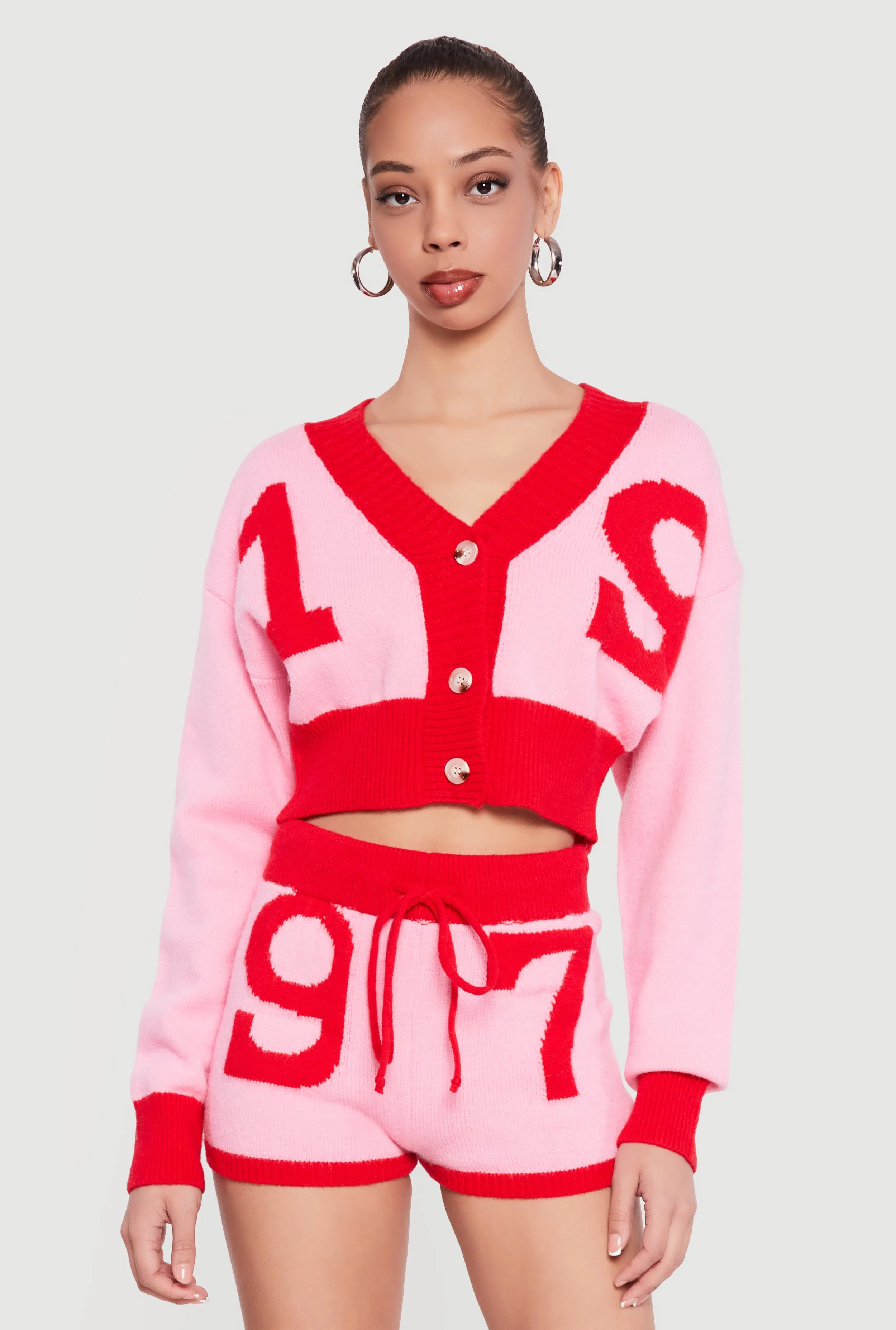 Cropped 19 Graphic Button Front Cardigan sold by Rainbow product image thumbnail 3