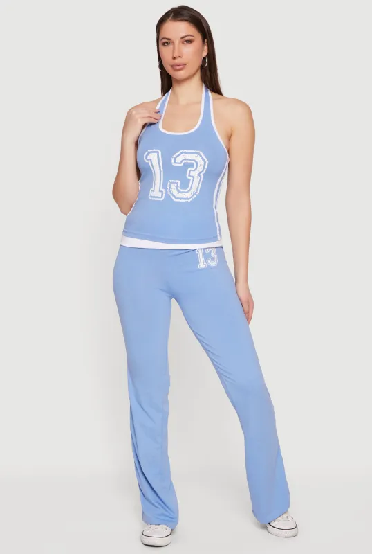 Varsity Stripe Side Graphic Fold Over Pull On Pants sold by Rainbow