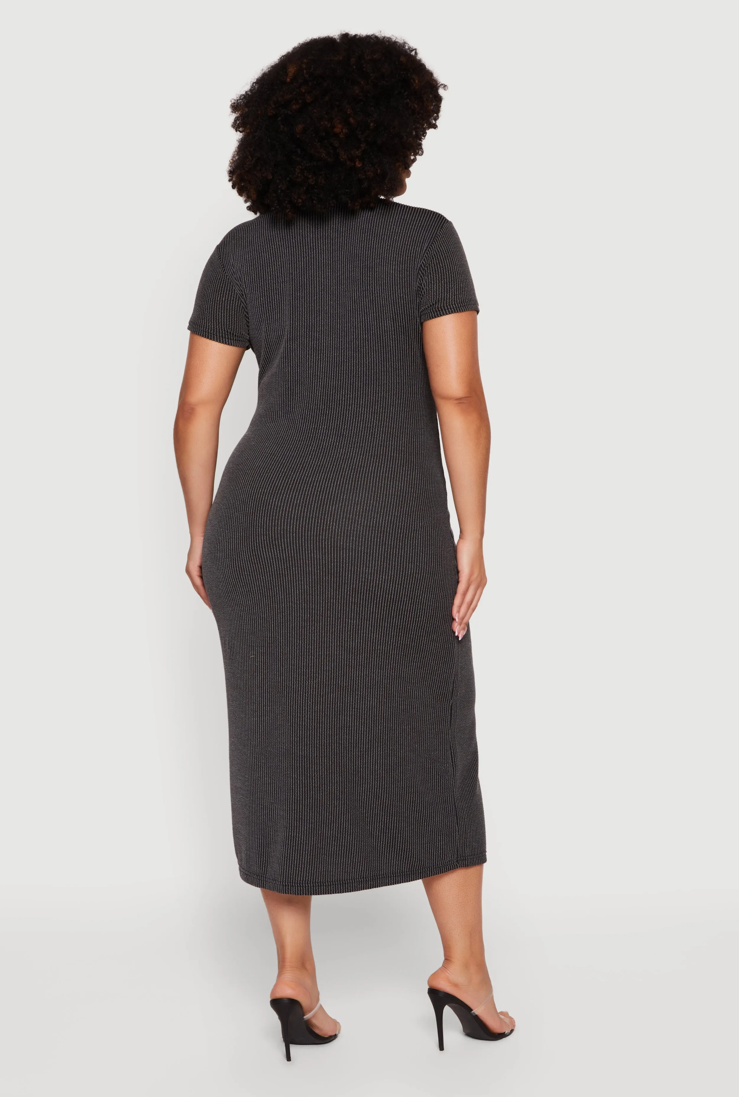 Plus Size Ribbed Knit Crew Neck Midi Dress sold by Rainbow product image thumbnail 3