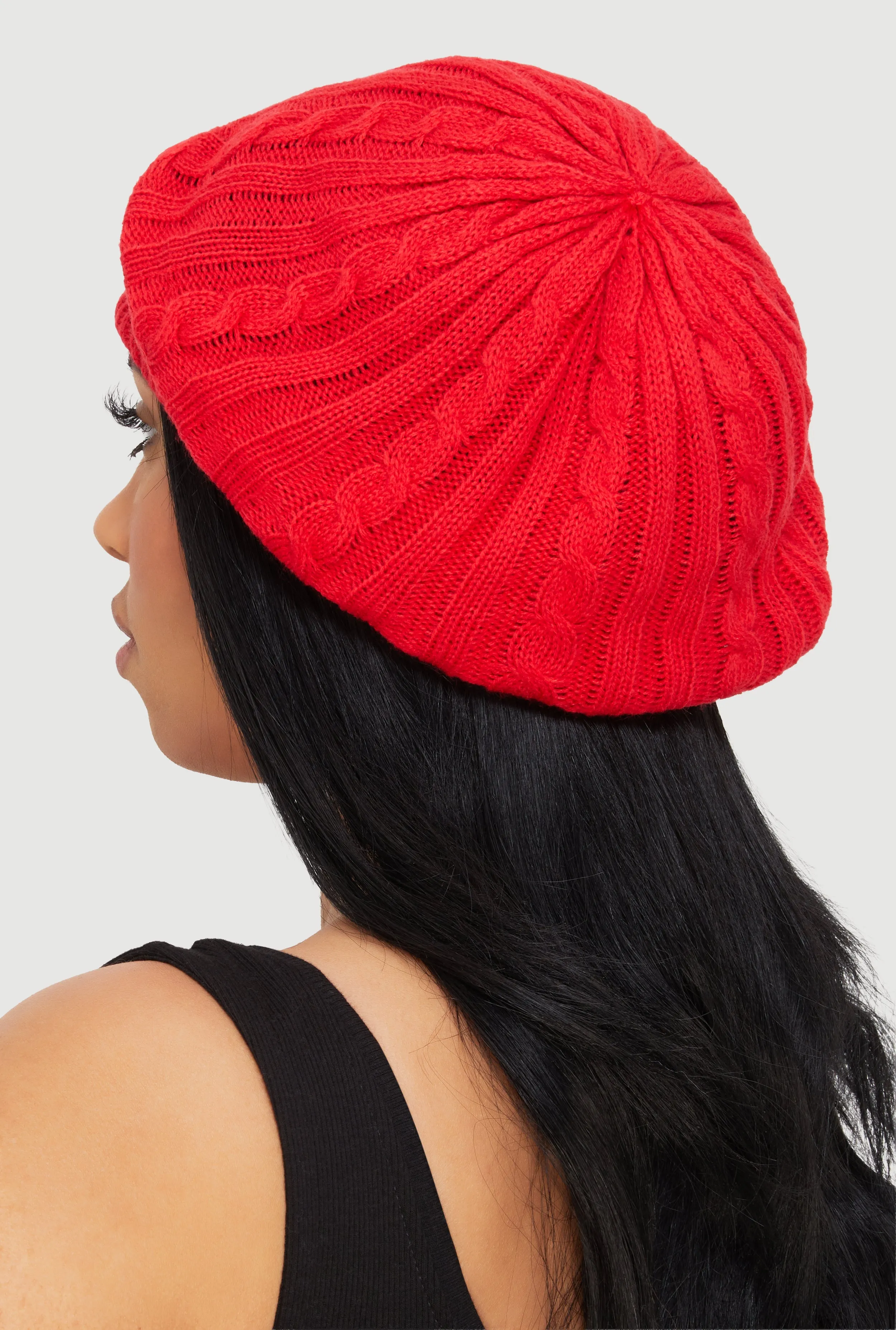 Solid Cable Knit Beret sold by Rainbow product image thumbnail 3