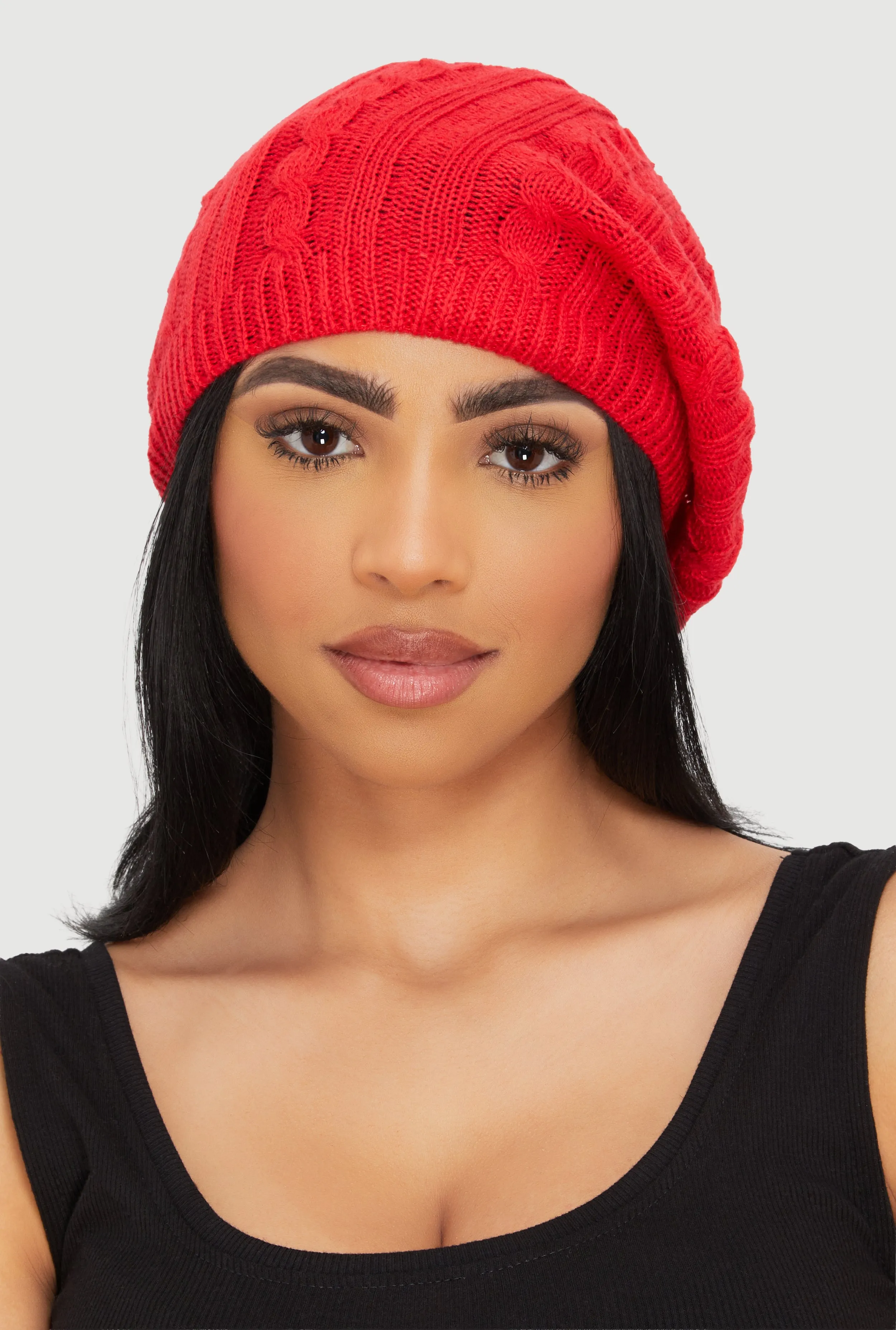 Solid Cable Knit Beret sold by Rainbow product image thumbnail 2