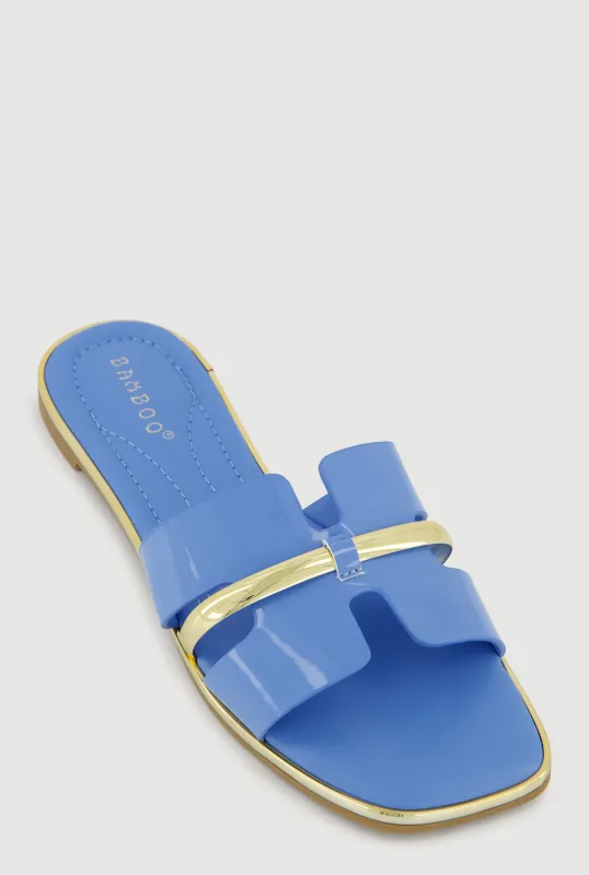 Metallic Trim H Band Slide Sandals sold by Rainbow