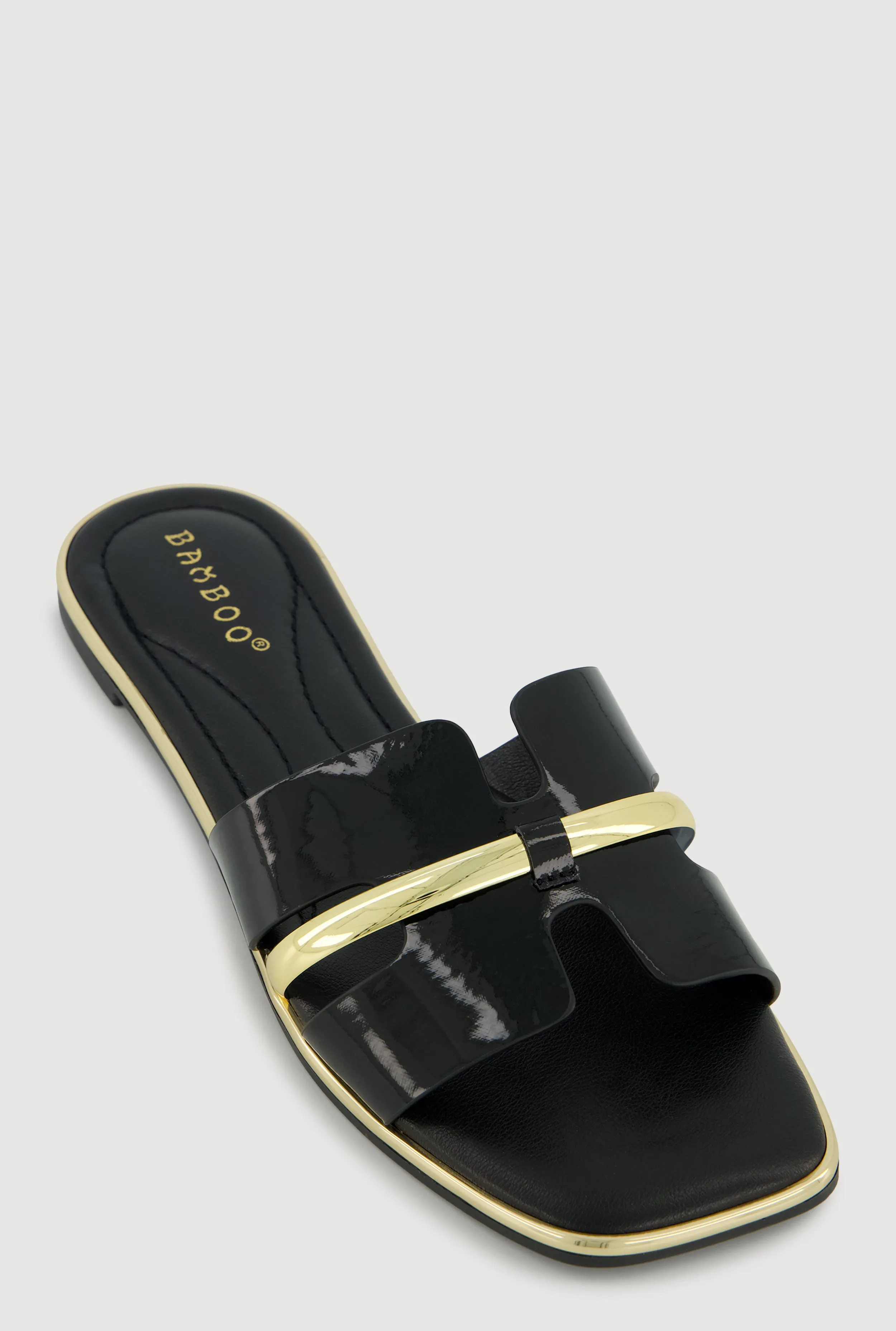 Metallic Trim H Band Slide Sandals sold by Rainbow