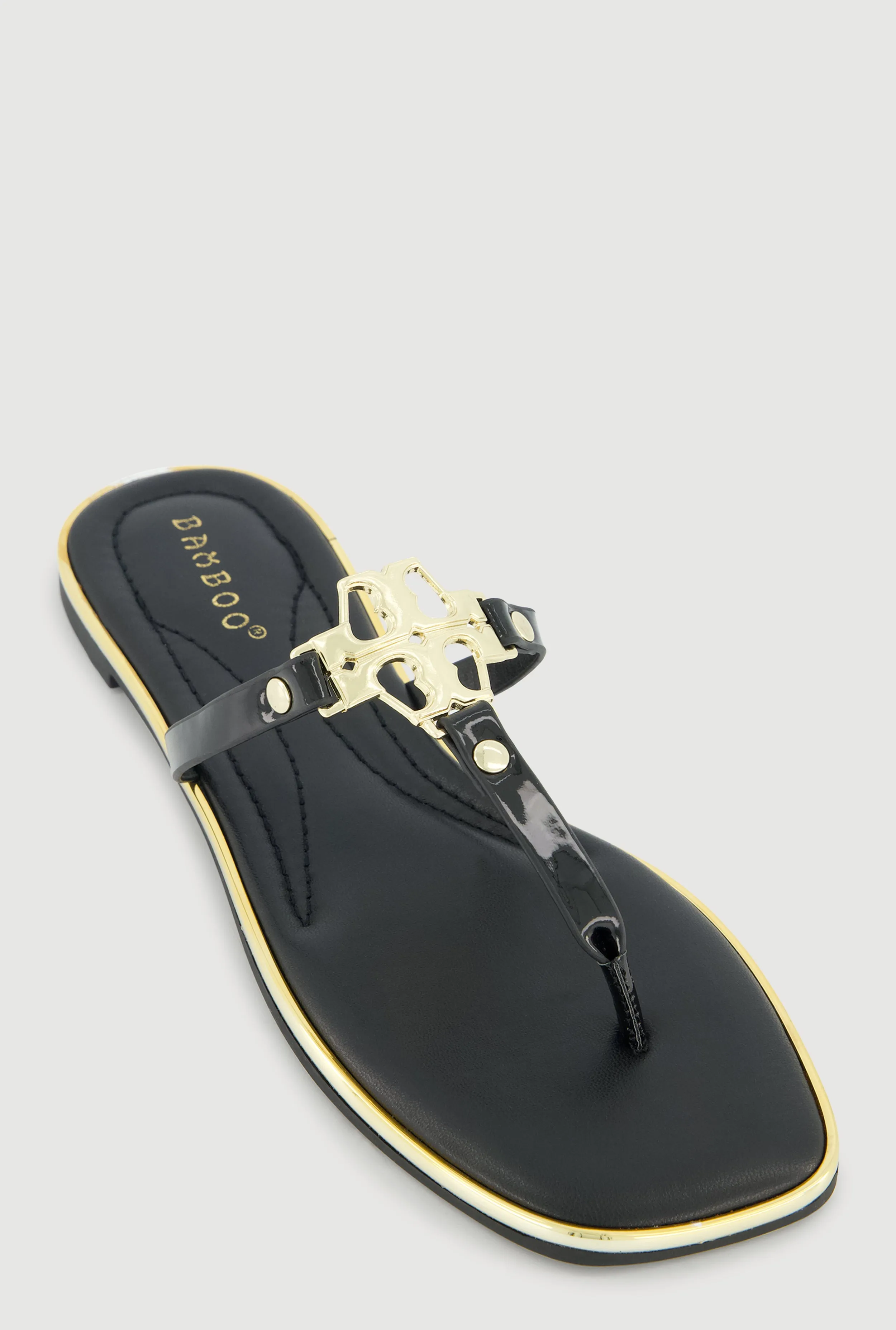 Metallic Pendant Faux Leather Thong Sandals sold by Rainbow product image thumbnail 2