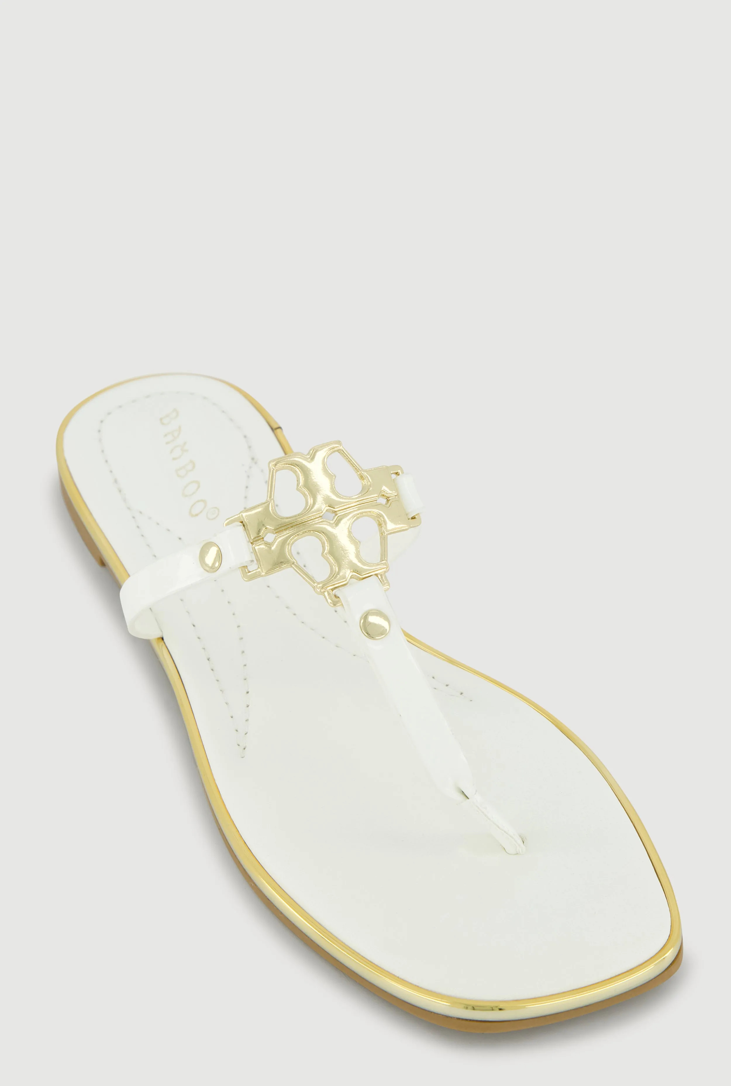 Metallic Pendant Faux Leather Thong Sandals sold by Rainbow product image thumbnail 3