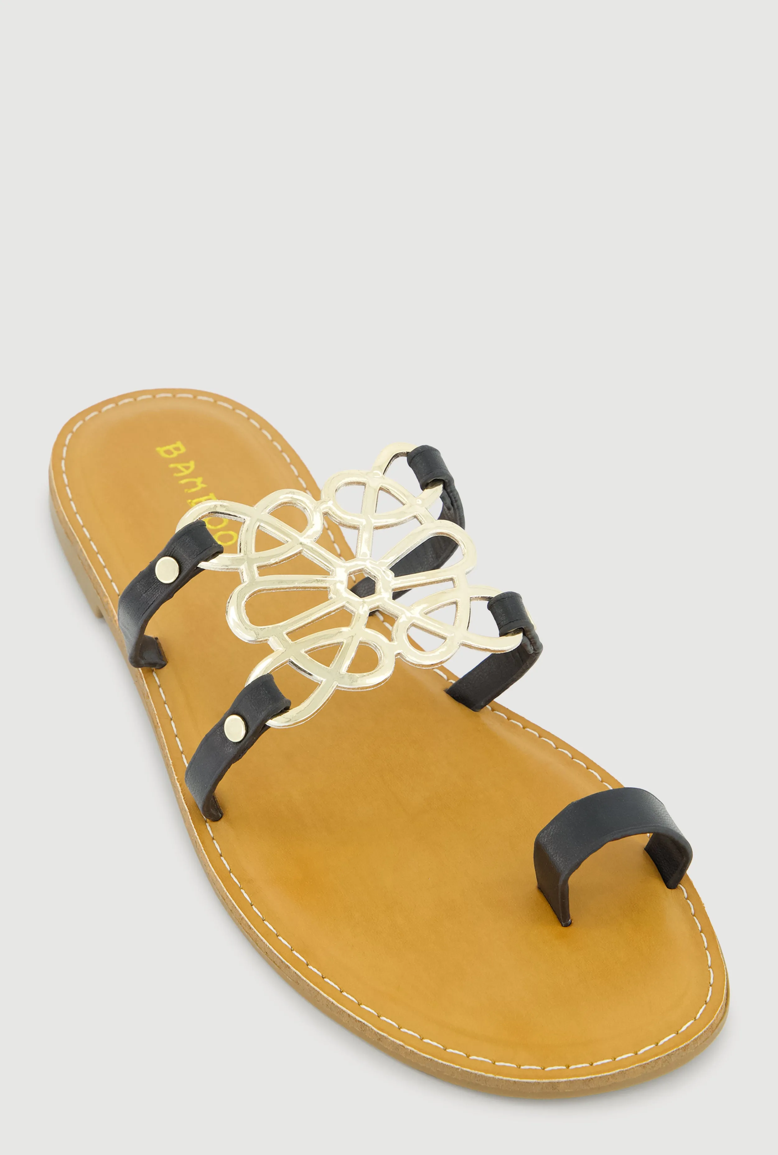 Metallic Cut Out Pendant Toe Loop Sandals sold by Rainbow product image thumbnail 2