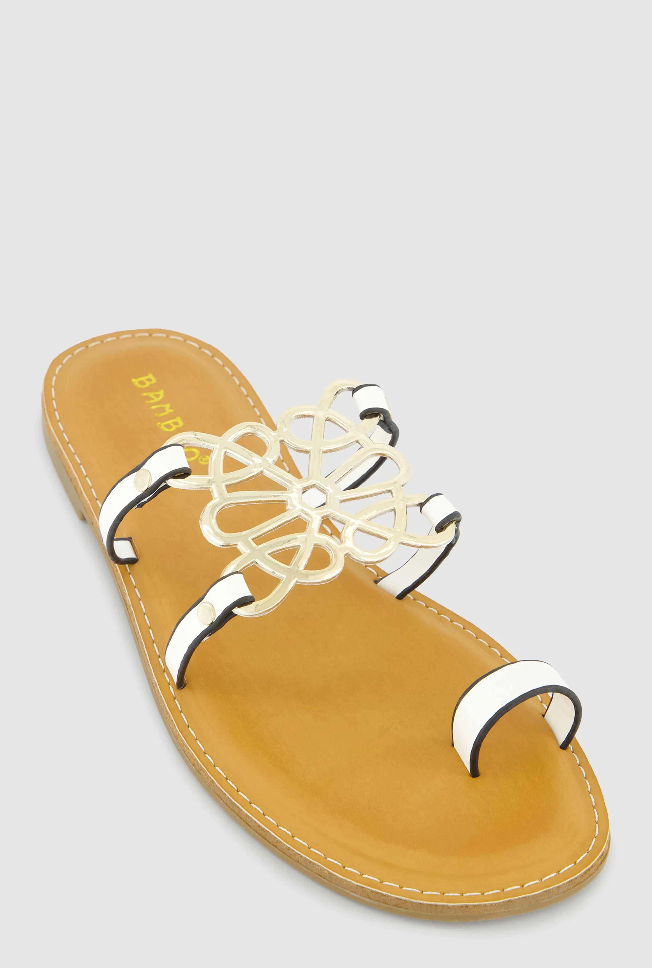 Metallic Cut Out Pendant Toe Loop Sandals sold by Rainbow product image thumbnail 3