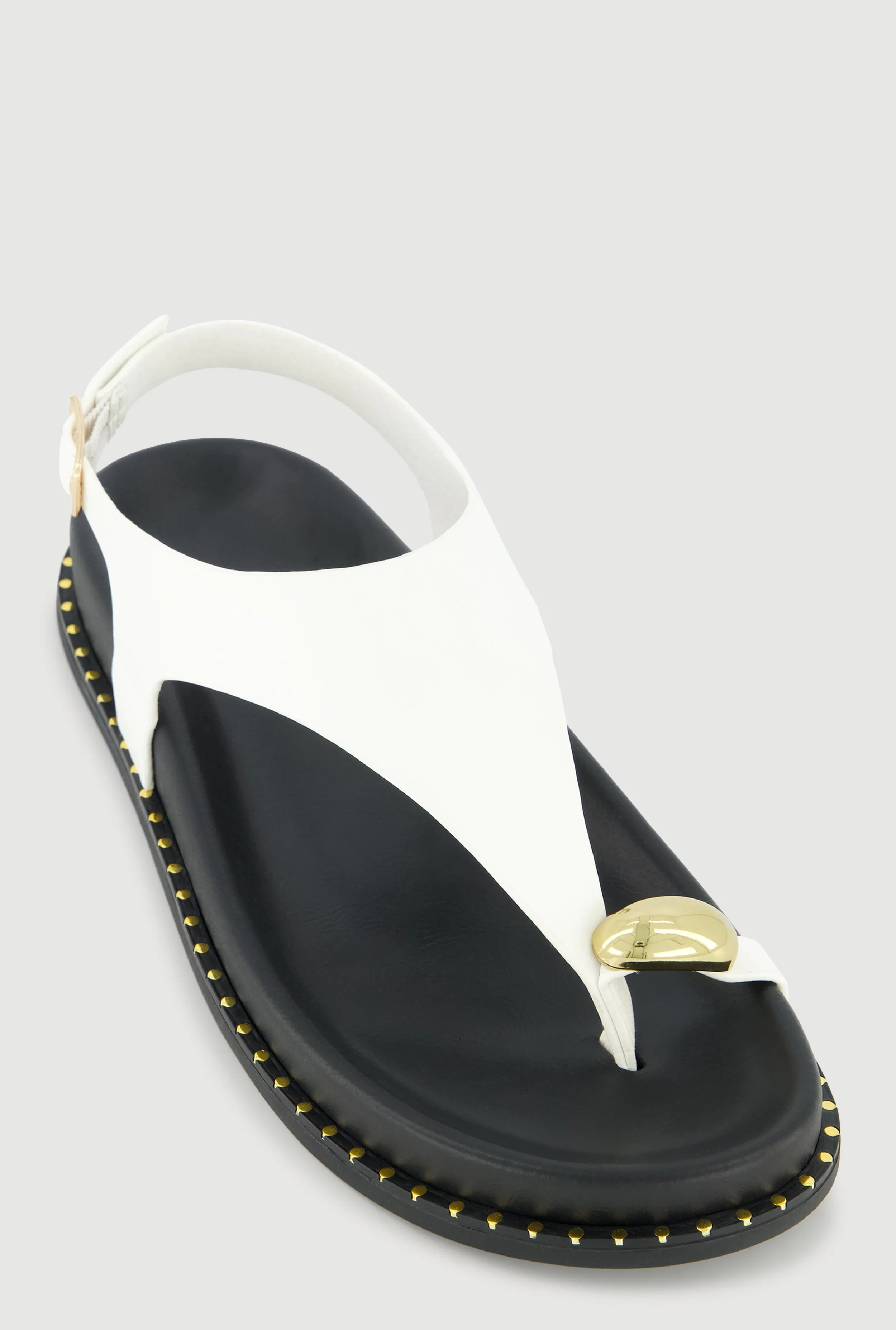 Metallic Toe Loop Ankle Strap Sandals sold by Rainbow