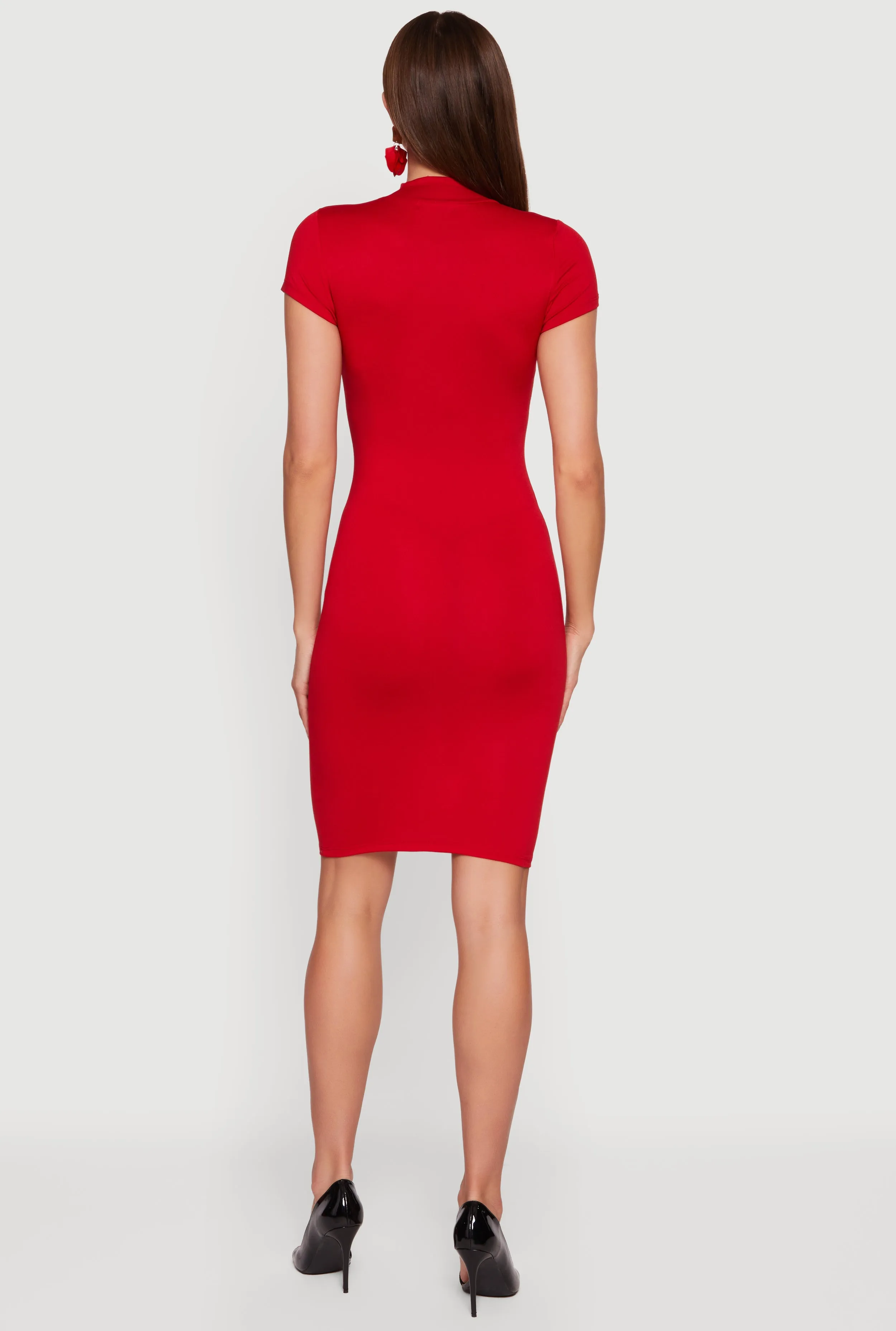 Mock Neck Short Sleeve T Shirt Dress sold by Rainbow product image thumbnail 3