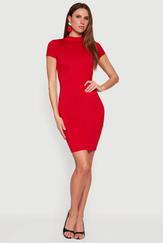 Mock Neck Short Sleeve T Shirt Dress sold by Rainbow