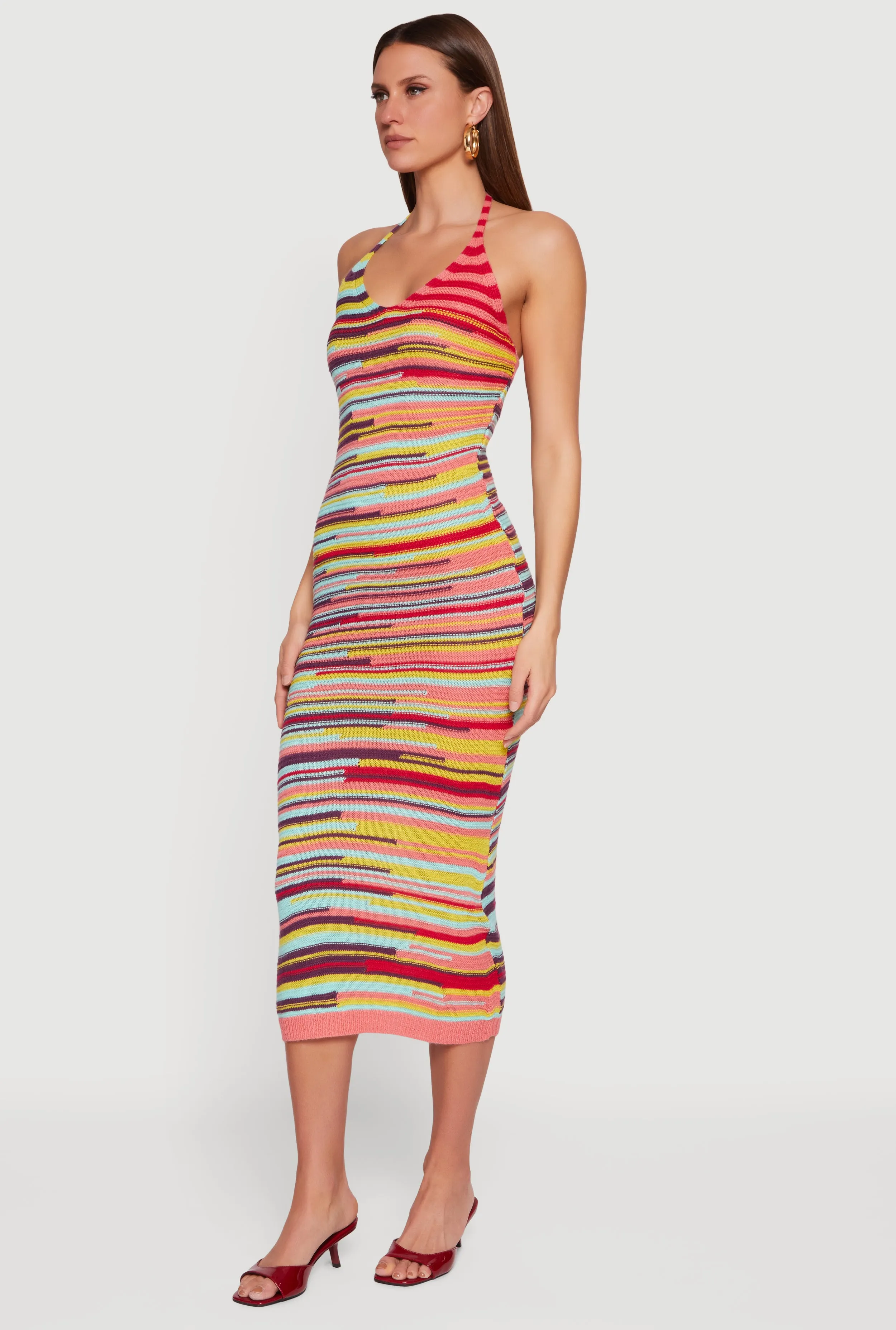 Striped Crochet Halter Maxi Dress sold by Rainbow product image thumbnail 2