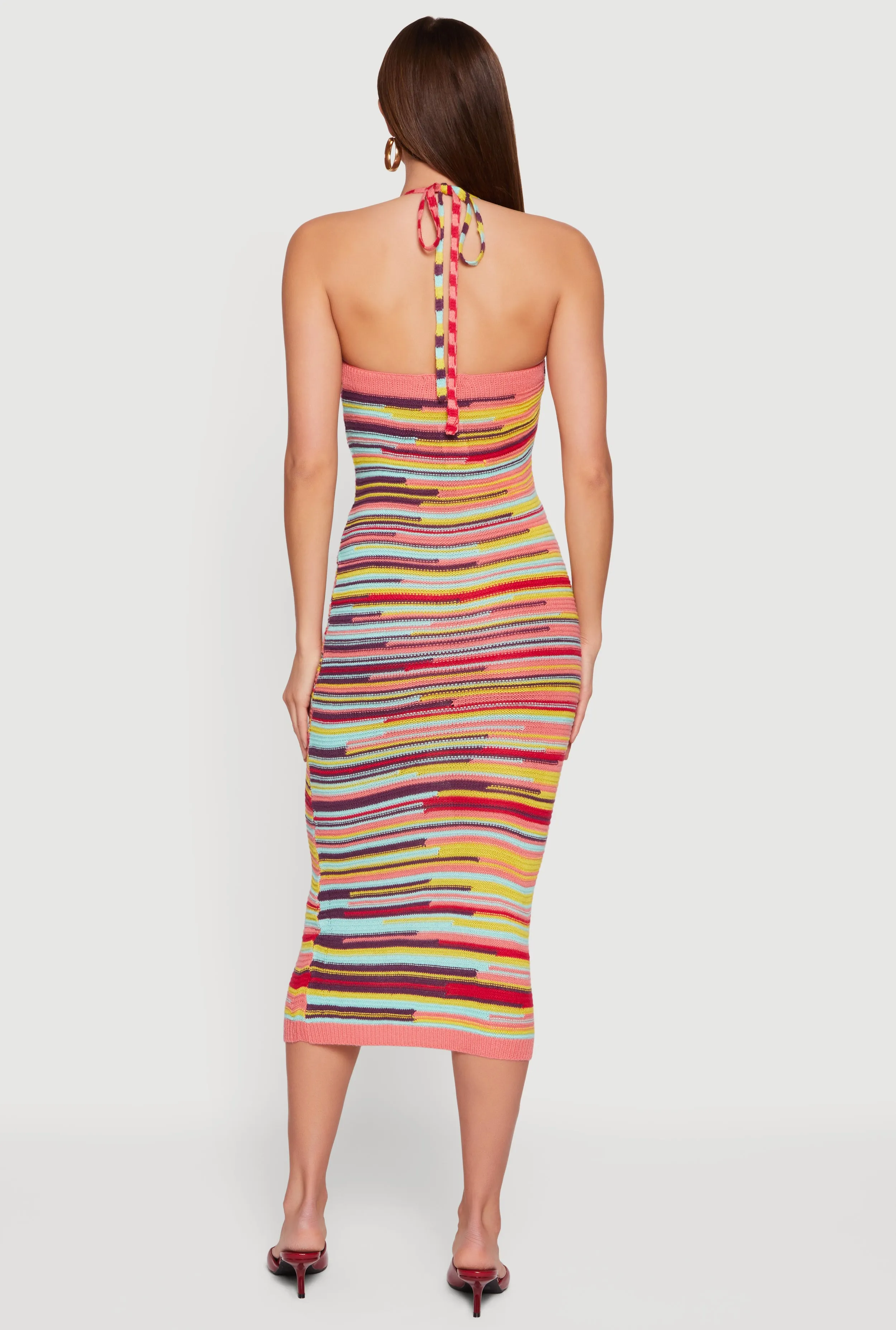 Striped Crochet Halter Maxi Dress sold by Rainbow product image thumbnail 3
