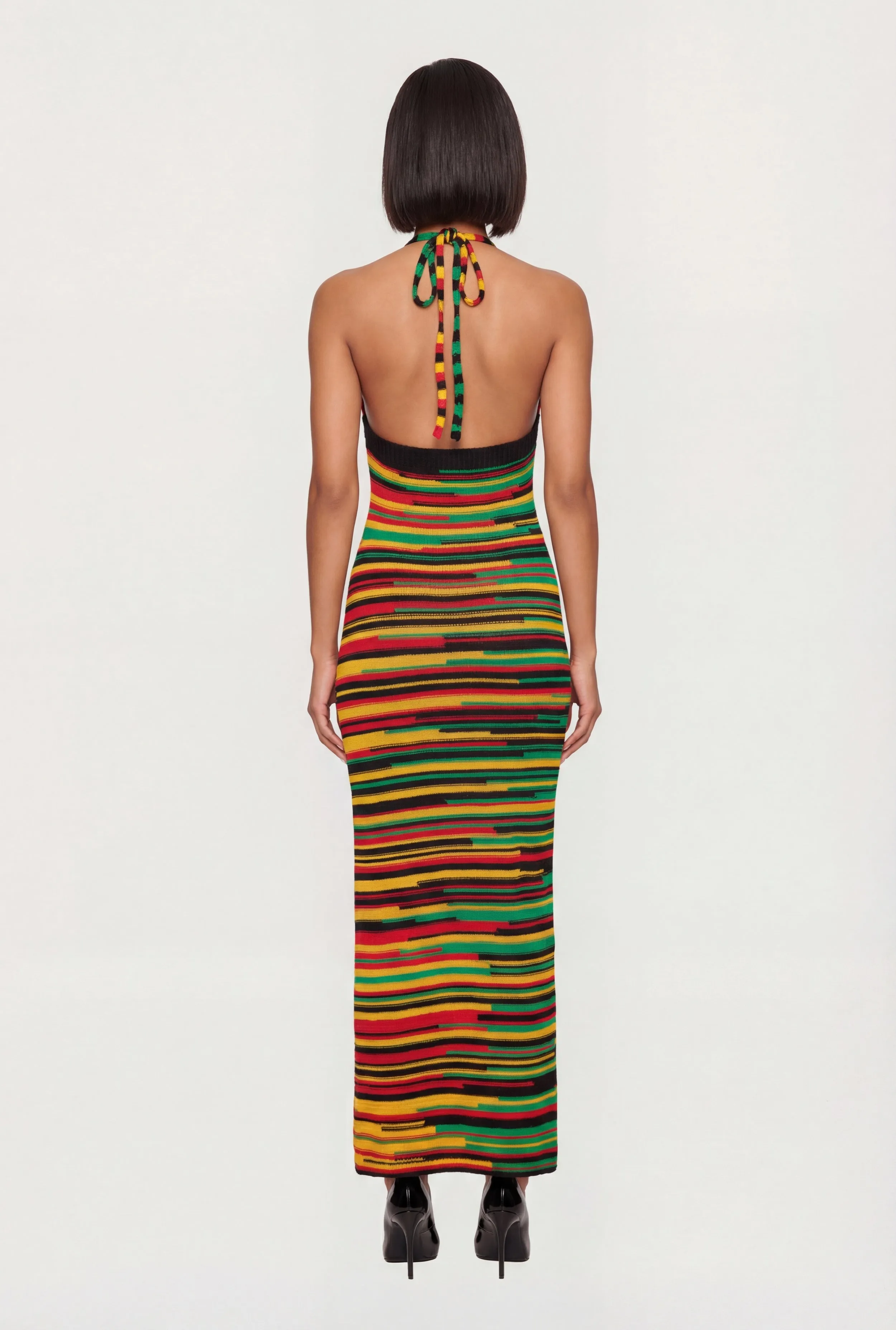 Striped Crochet Halter Maxi Dress sold by Rainbow product image thumbnail 3