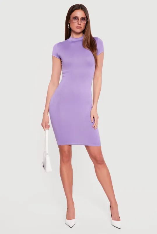 Mock Neck Short Sleeve T Shirt Dress sold by Rainbow