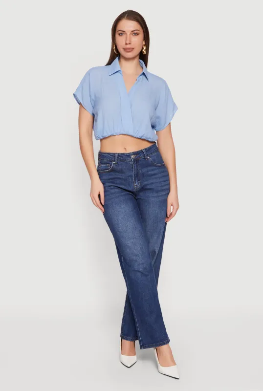 Gauze Knit Short Sleeve Cropped Blouse sold by Rainbow