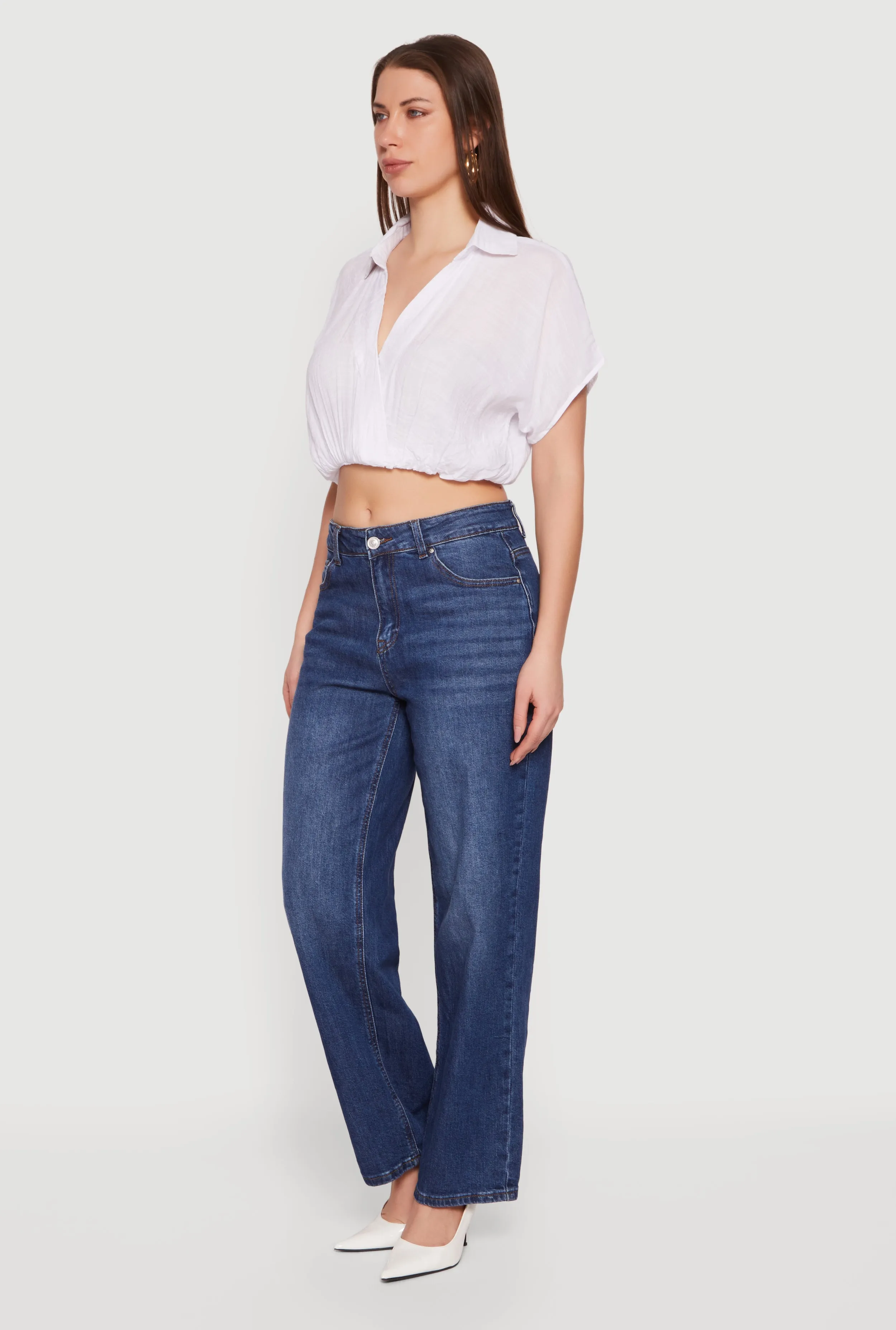 Gauze Knit Short Sleeve Cropped Blouse sold by Rainbow product image thumbnail 3