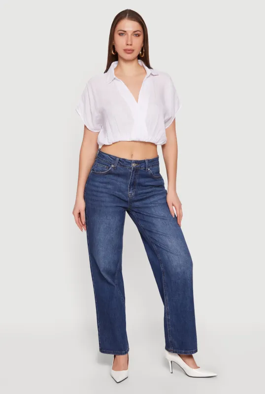 Gauze Knit Short Sleeve Cropped Blouse sold by Rainbow