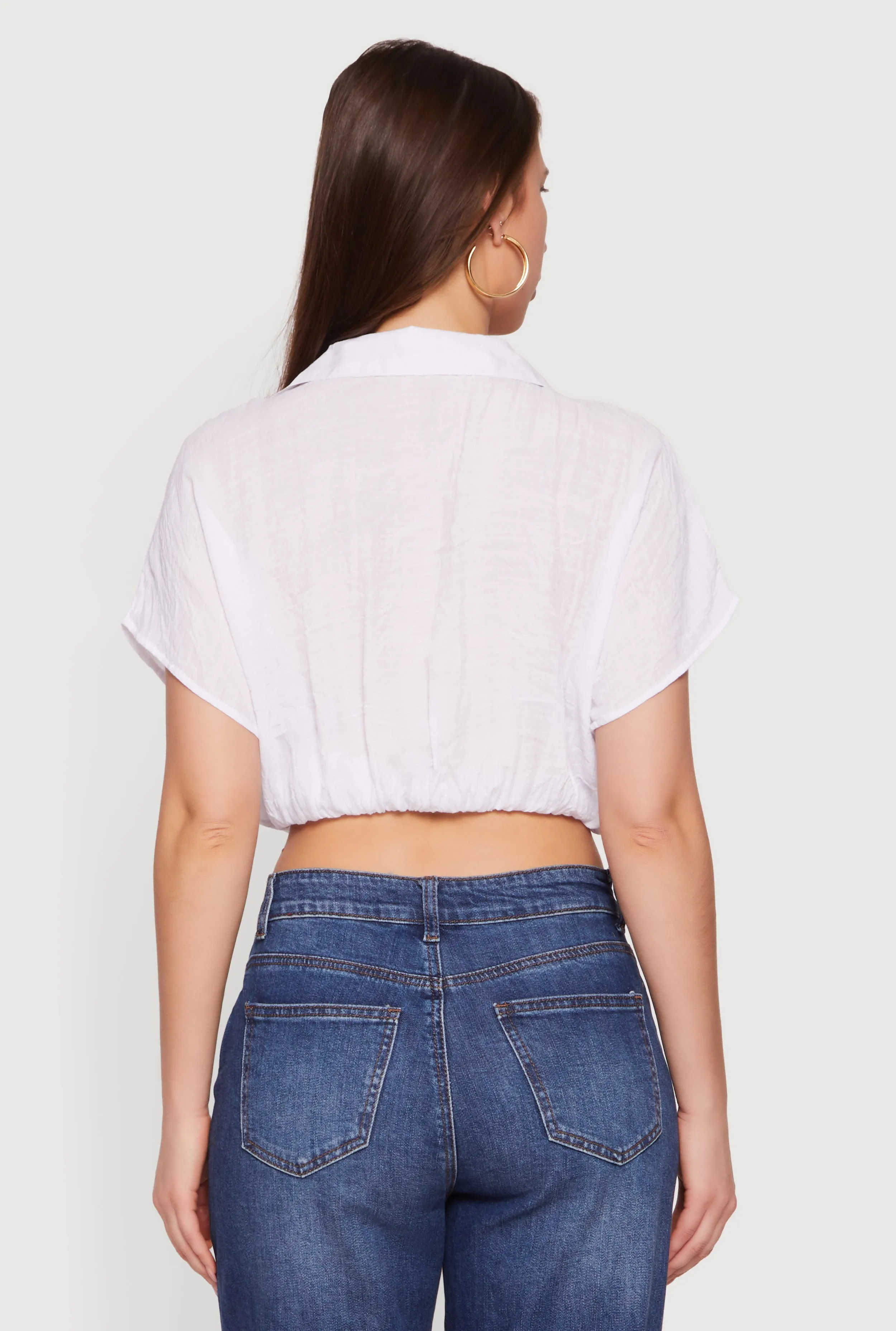 Gauze Knit Short Sleeve Cropped Blouse sold by Rainbow product image thumbnail 5