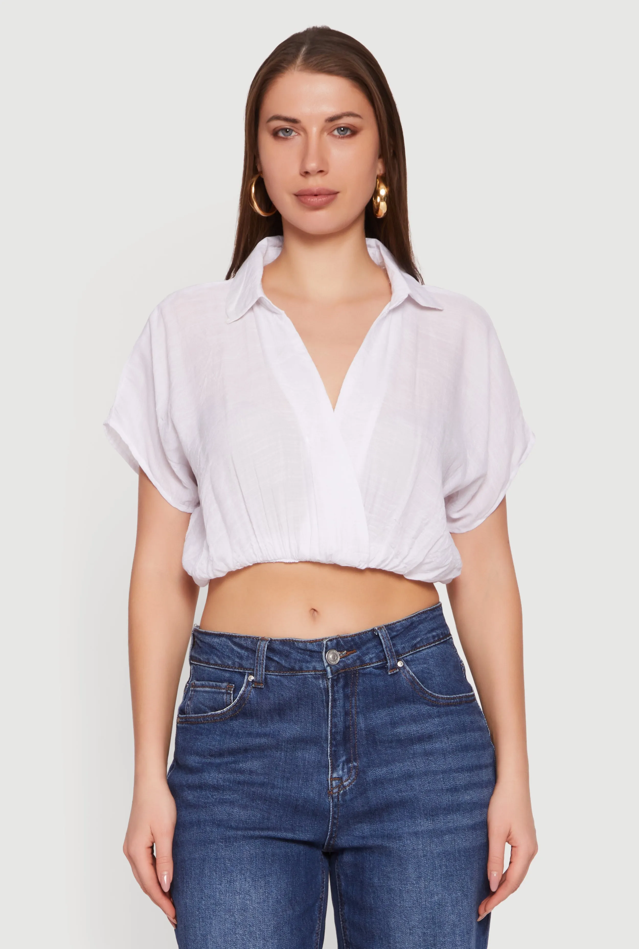 Gauze Knit Short Sleeve Cropped Blouse sold by Rainbow product image thumbnail 2