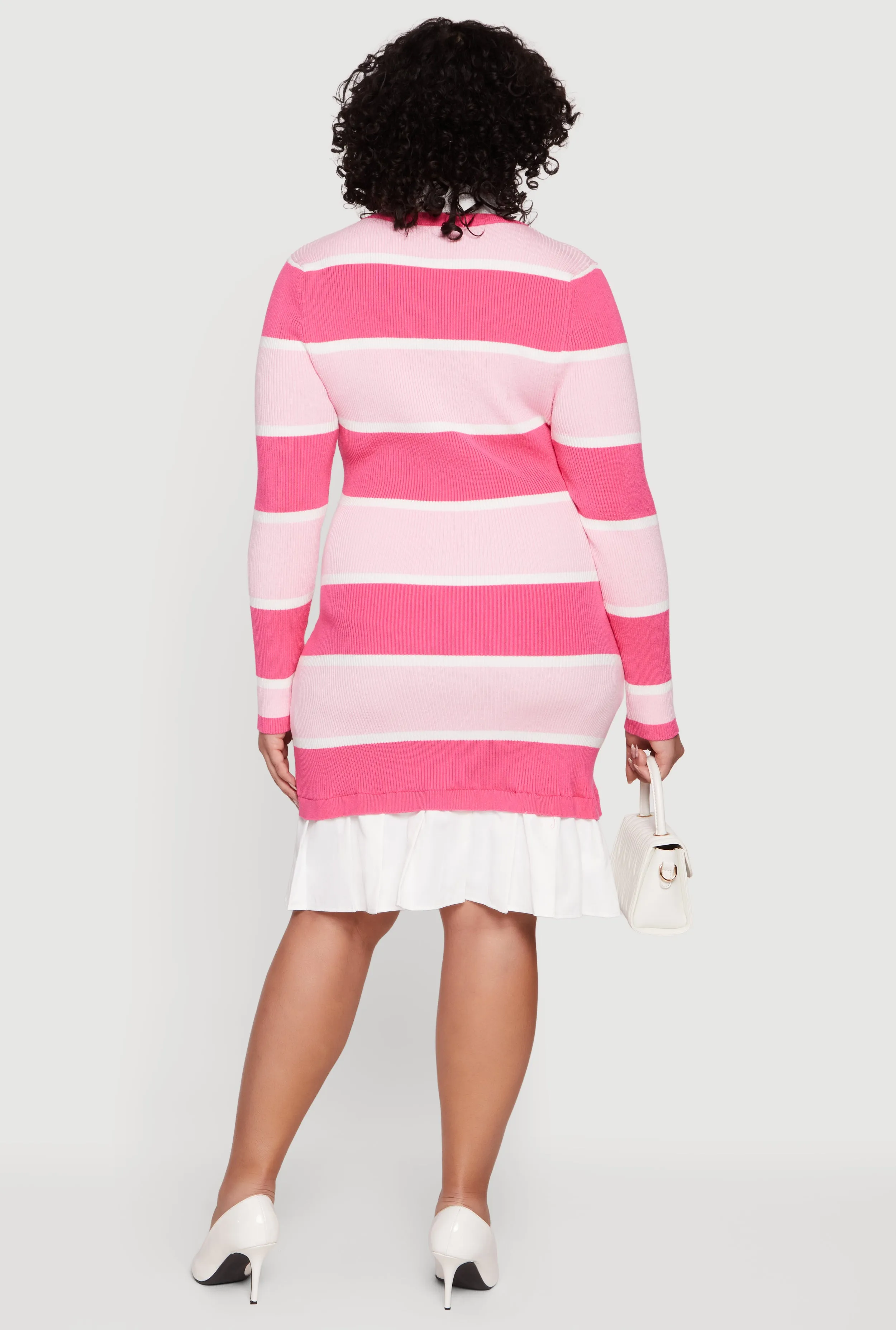 Plus Size Layered Look Striped Ribbed Knit Sweater Dress sold by Rainbow product image thumbnail 3