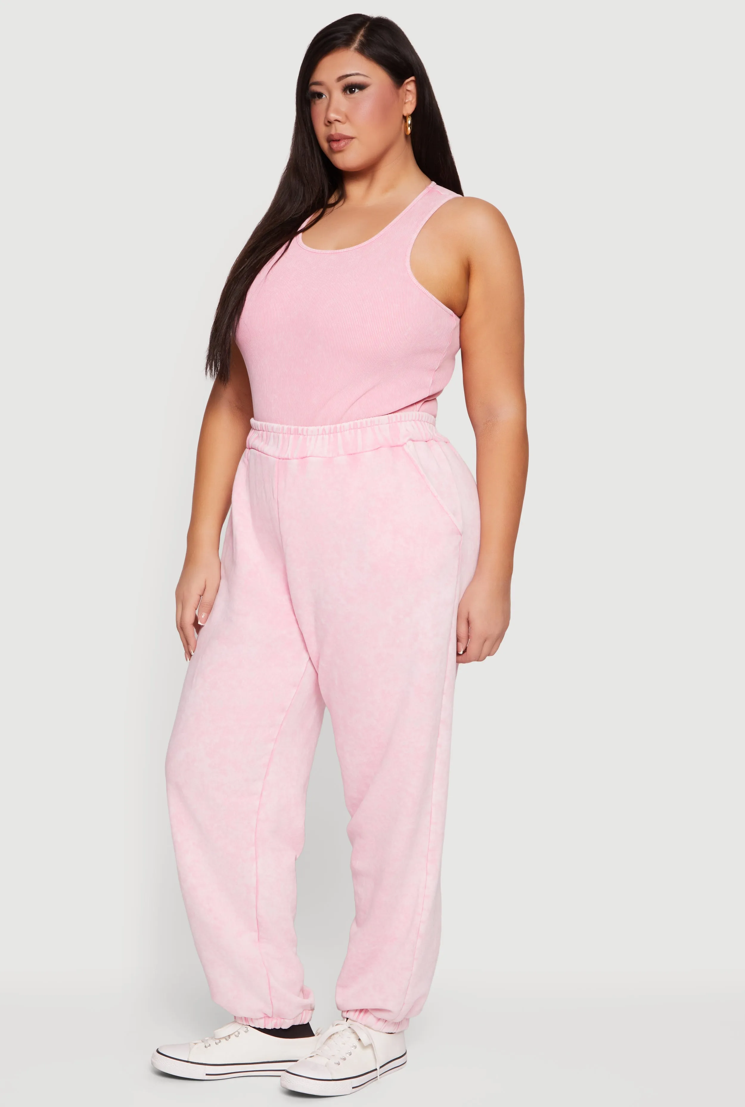 Plus Size High Waisted Acid Wash Joggers with Pockets sold by Rainbow product image thumbnail 2