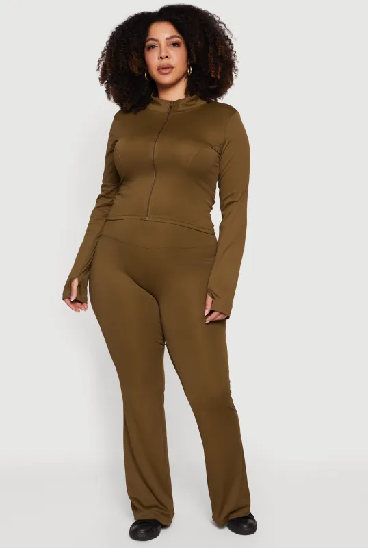 Plus Size High Waisted Flare Leg Active Pants sold by Rainbow