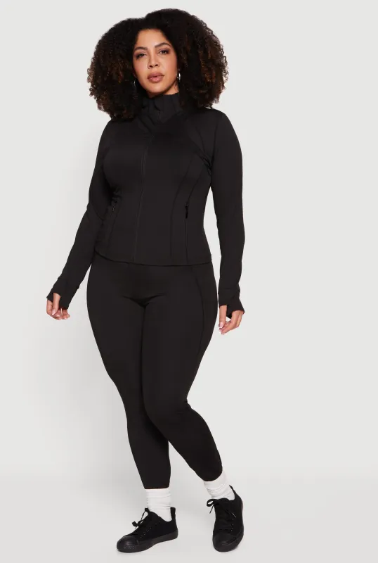Plus Size Solid High Waisted Leggings sold by Rainbow