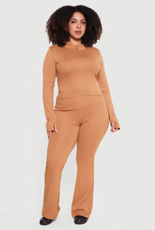 Plus Size High Waisted Flare Leg Active Pants sold by Rainbow