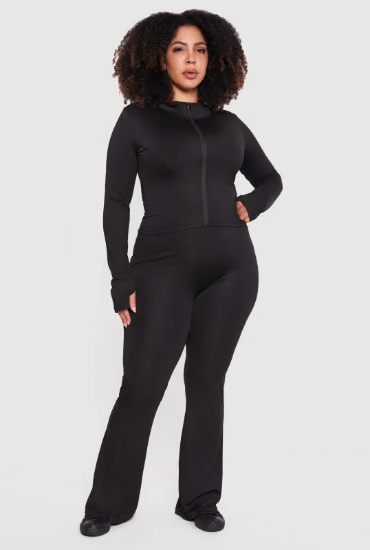 Plus Size High Waisted Flare Leg Active Pants sold by Rainbow