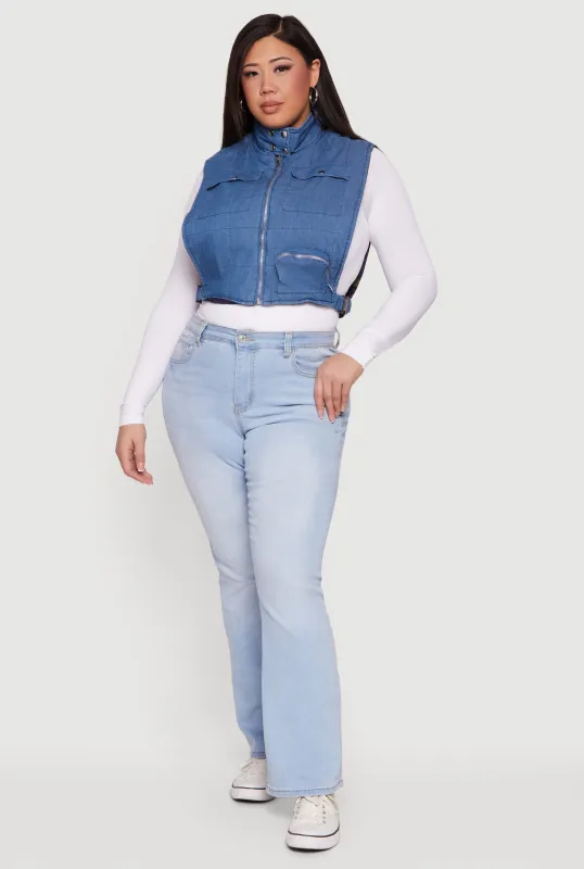 Plus Size Zip Front Mock Neck Quilted Vest sold by Rainbow