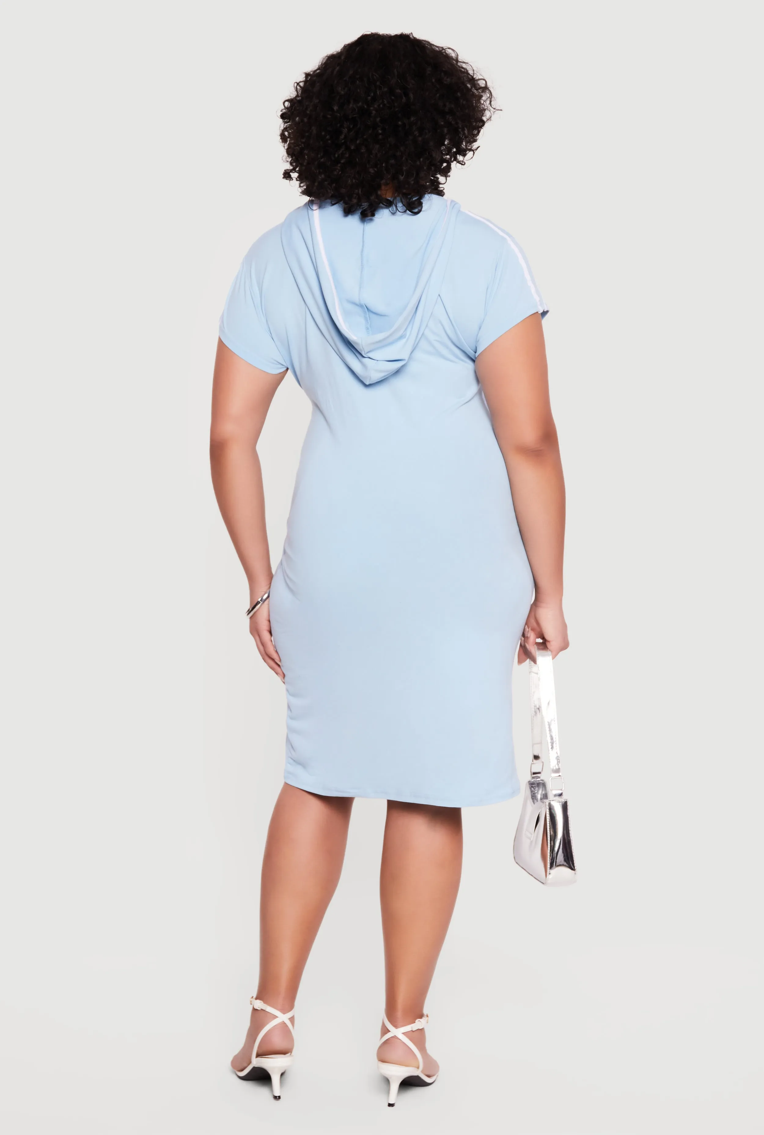 Plus Size 88 Graphic V Neck Hooded T Shirt Dress sold by Rainbow product image thumbnail 3