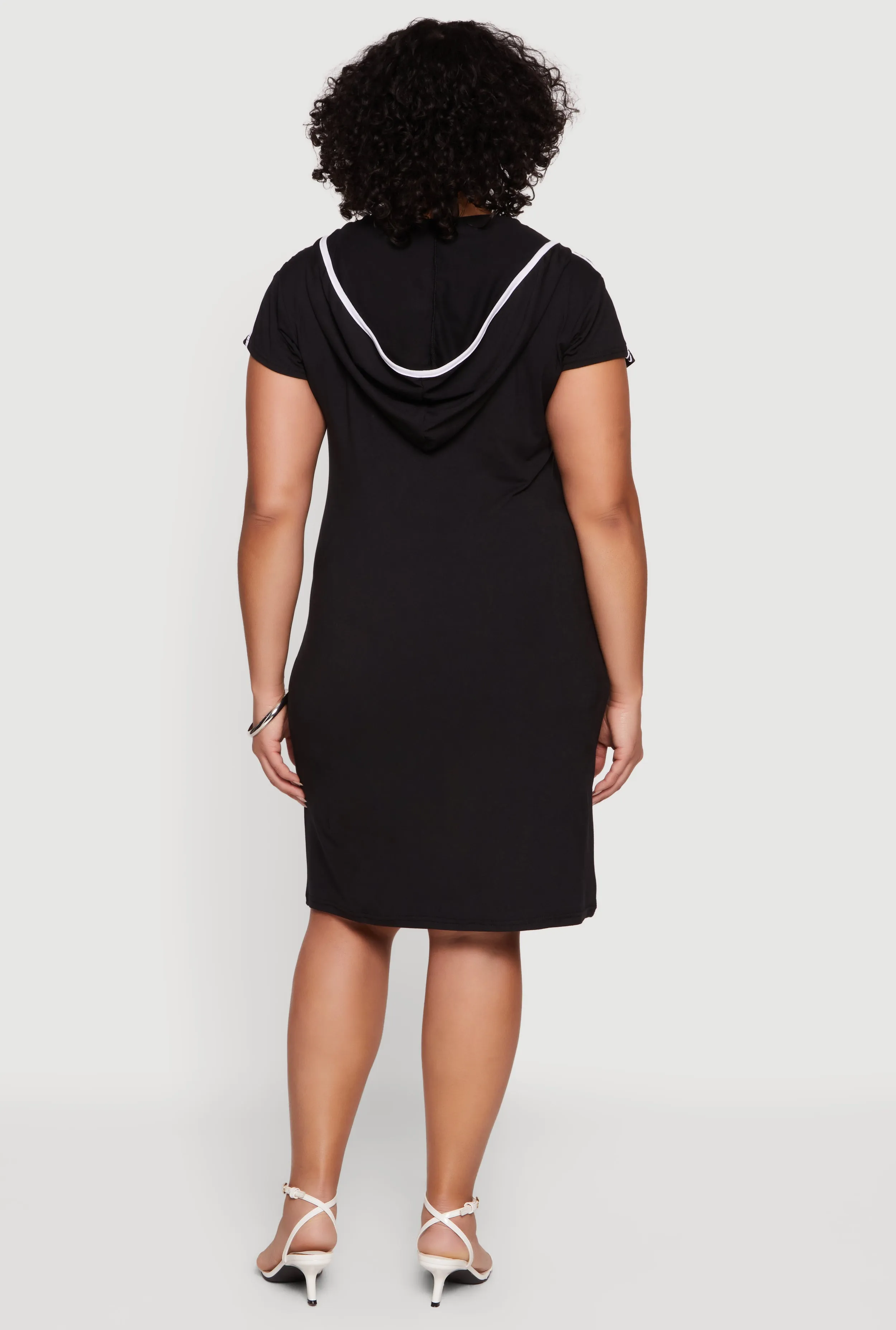Plus Size 88 Graphic V Neck Hooded T Shirt Dress sold by Rainbow product image thumbnail 3