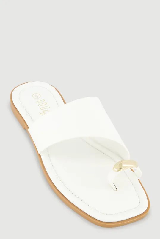 Metallic Detail Toe Loop Slide Sandals sold by Rainbow