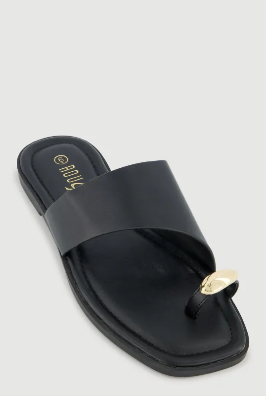Metallic Detail Toe Loop Slide Sandals sold by Rainbow