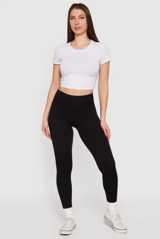 Fleece Lined Waffle Knit Waist Leggings sold by Rainbow