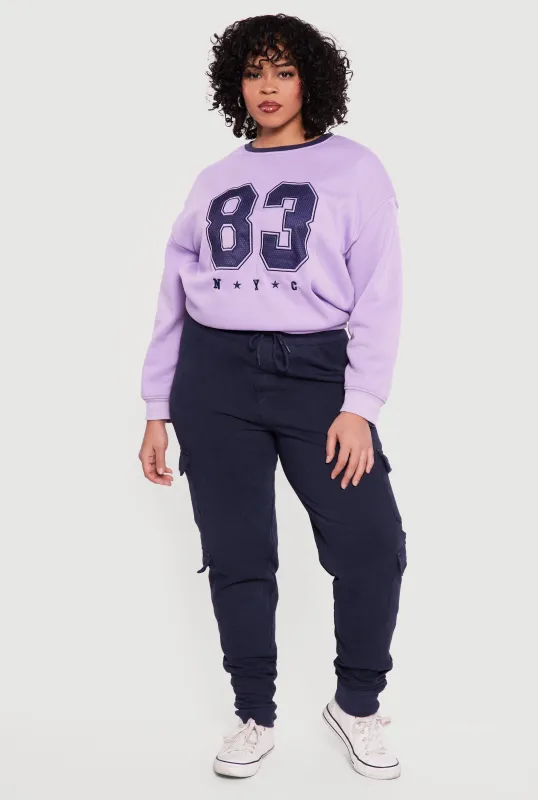 Plus Size Acid Wash Fleece Joggers with Cargo Pockets sold by Rainbow