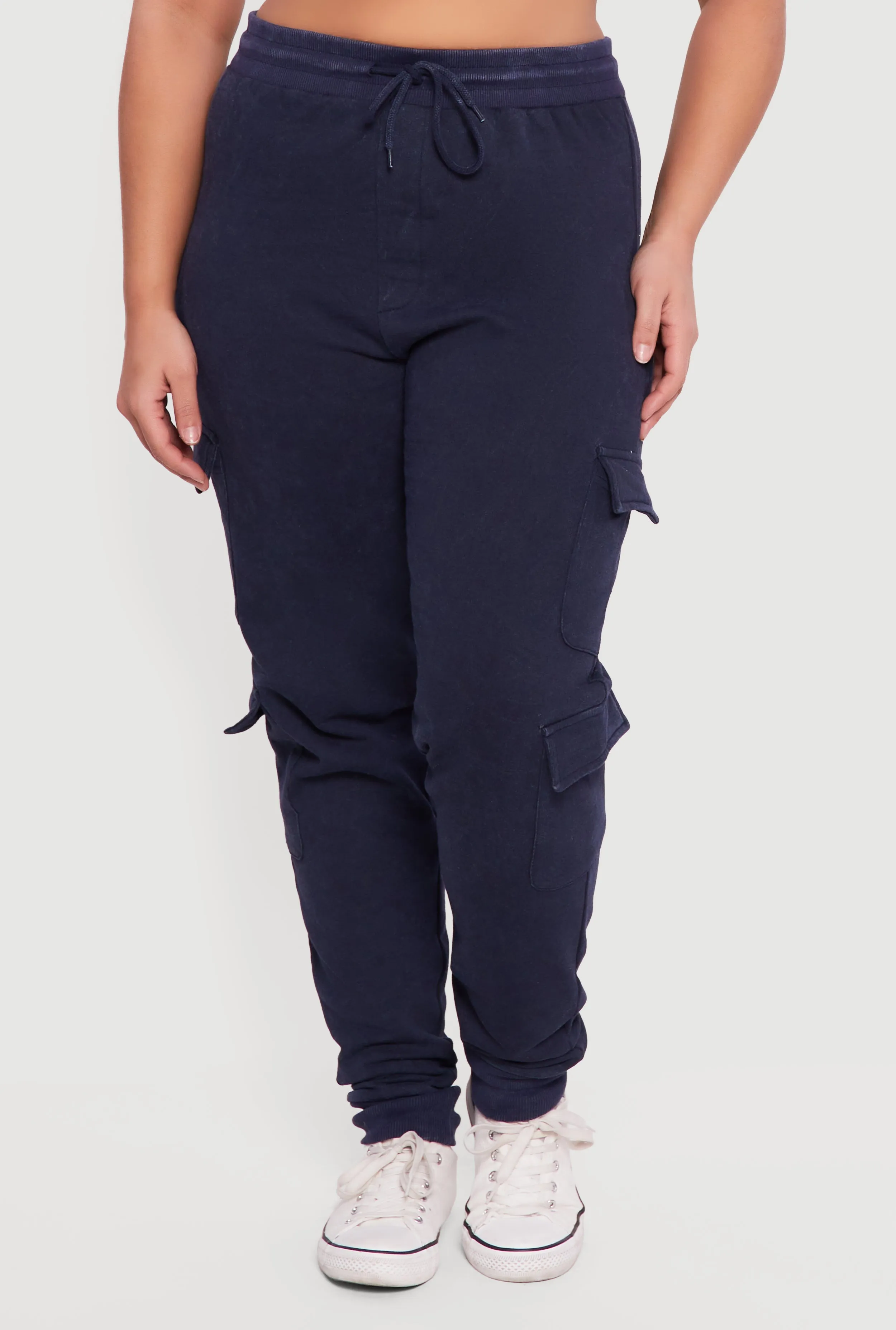 Plus Size Acid Wash Fleece Joggers with Cargo Pockets sold by Rainbow product image thumbnail 3